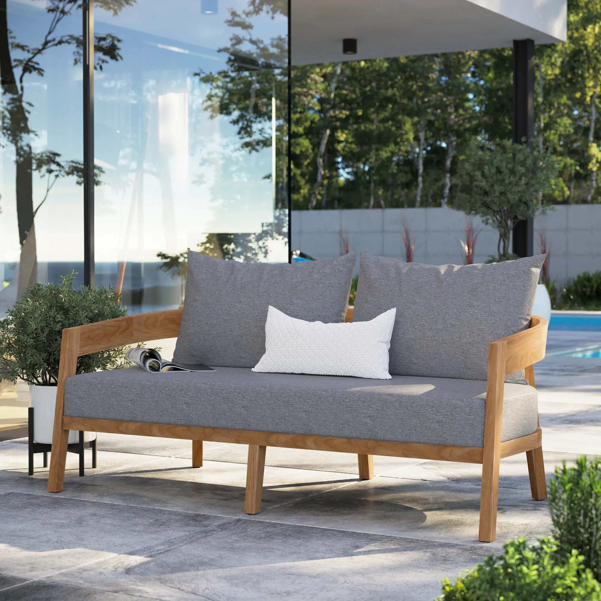 Brisbane Teak Wood Outdoor Patio Loveseat by Modway by HouseOfZazla