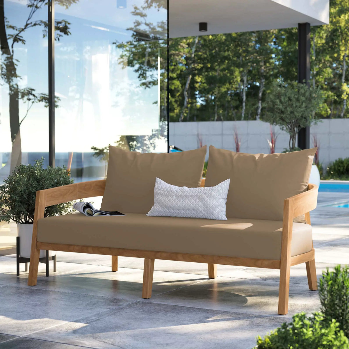 Brisbane Teak Wood Outdoor Patio Loveseat by Modway by HouseOfZazla