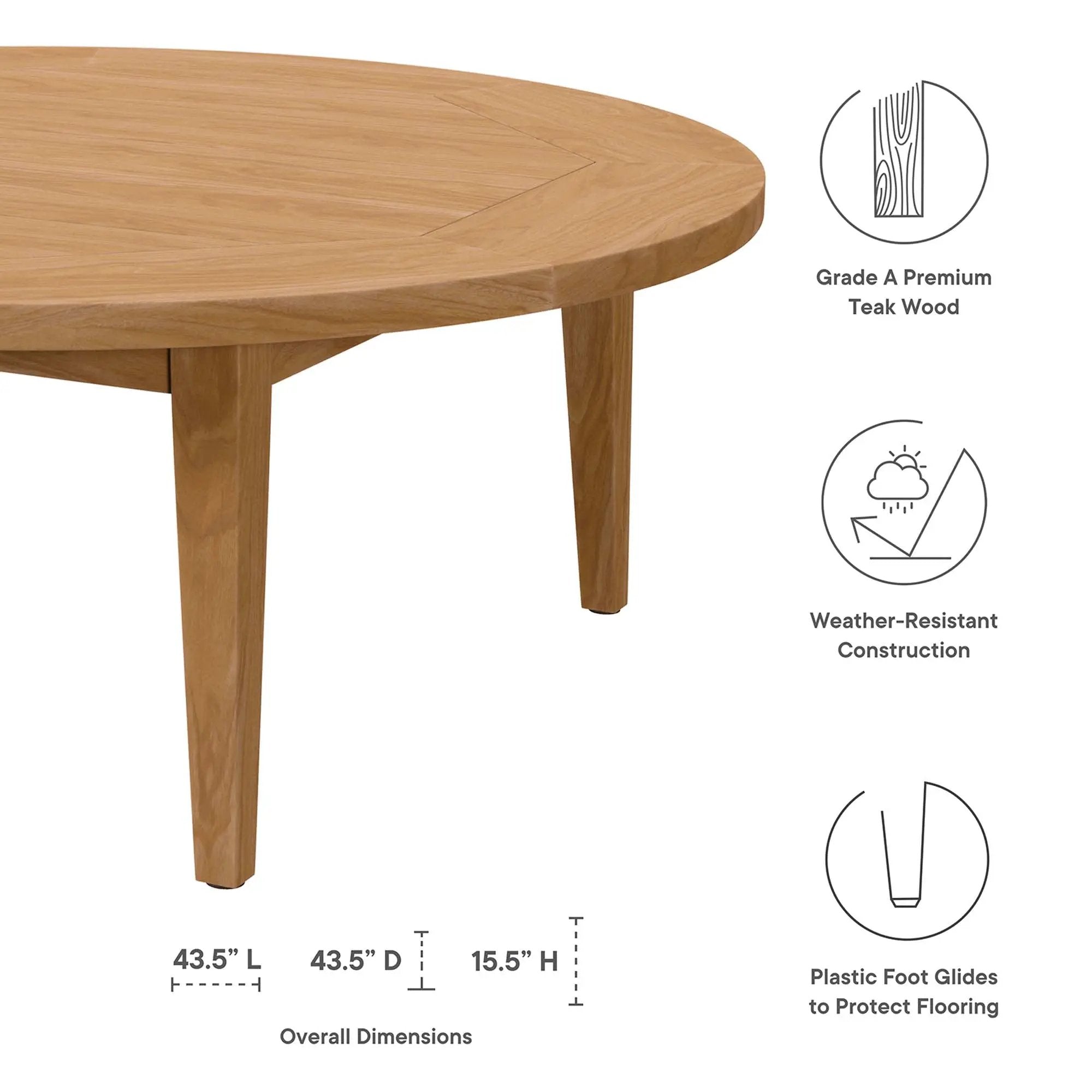 Brisbane Teak Wood Outdoor Patio Coffee Table by Modway by HouseOfZazla