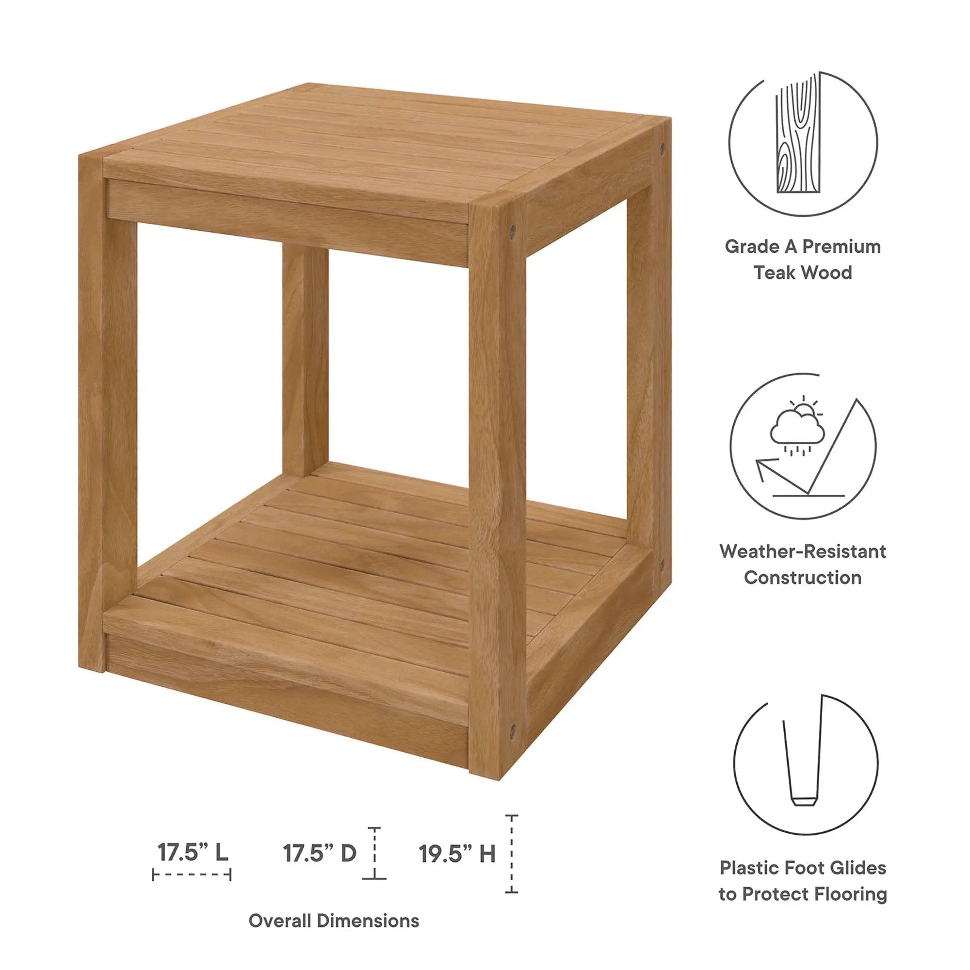 Carlsbad Teak Wood Outdoor Patio Side Table by Modway by HouseOfZazla