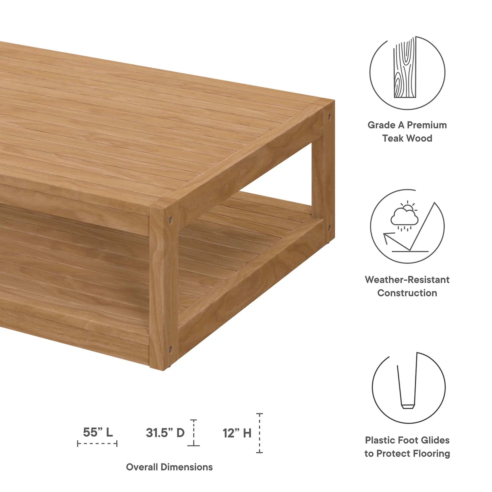 Carlsbad Teak Wood Outdoor Patio Coffee Table by Modway by HouseOfZazla
