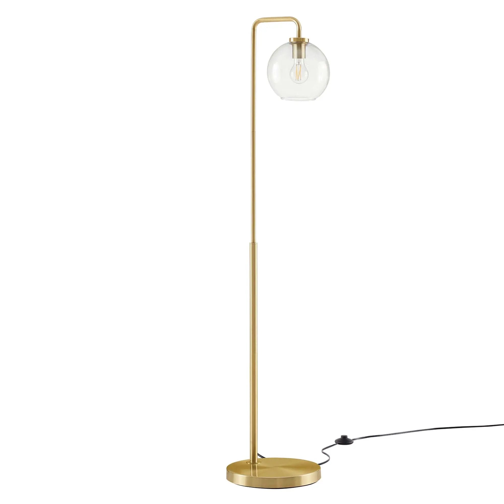 Silo Glass Globe Glass and Metal Floor Lamp by Modway by HouseOfZazla