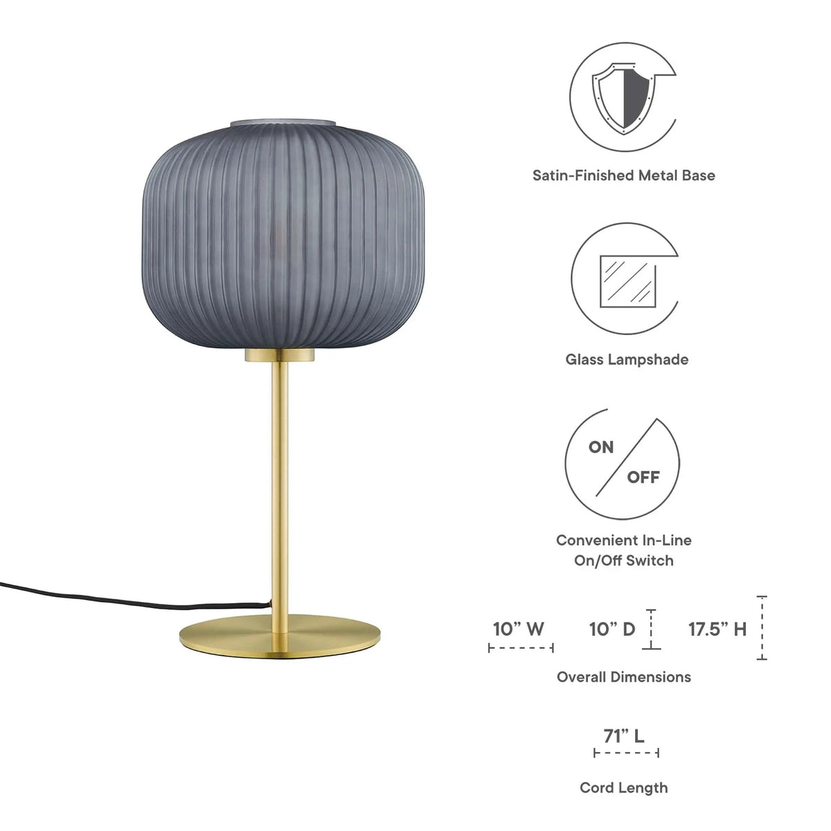 Reprise Glass Sphere Glass and Metal Table Lamp by Modway by HouseOfZazla