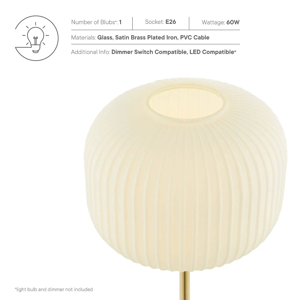 Reprise Glass Sphere Glass and Metal Table Lamp by Modway by HouseOfZazla