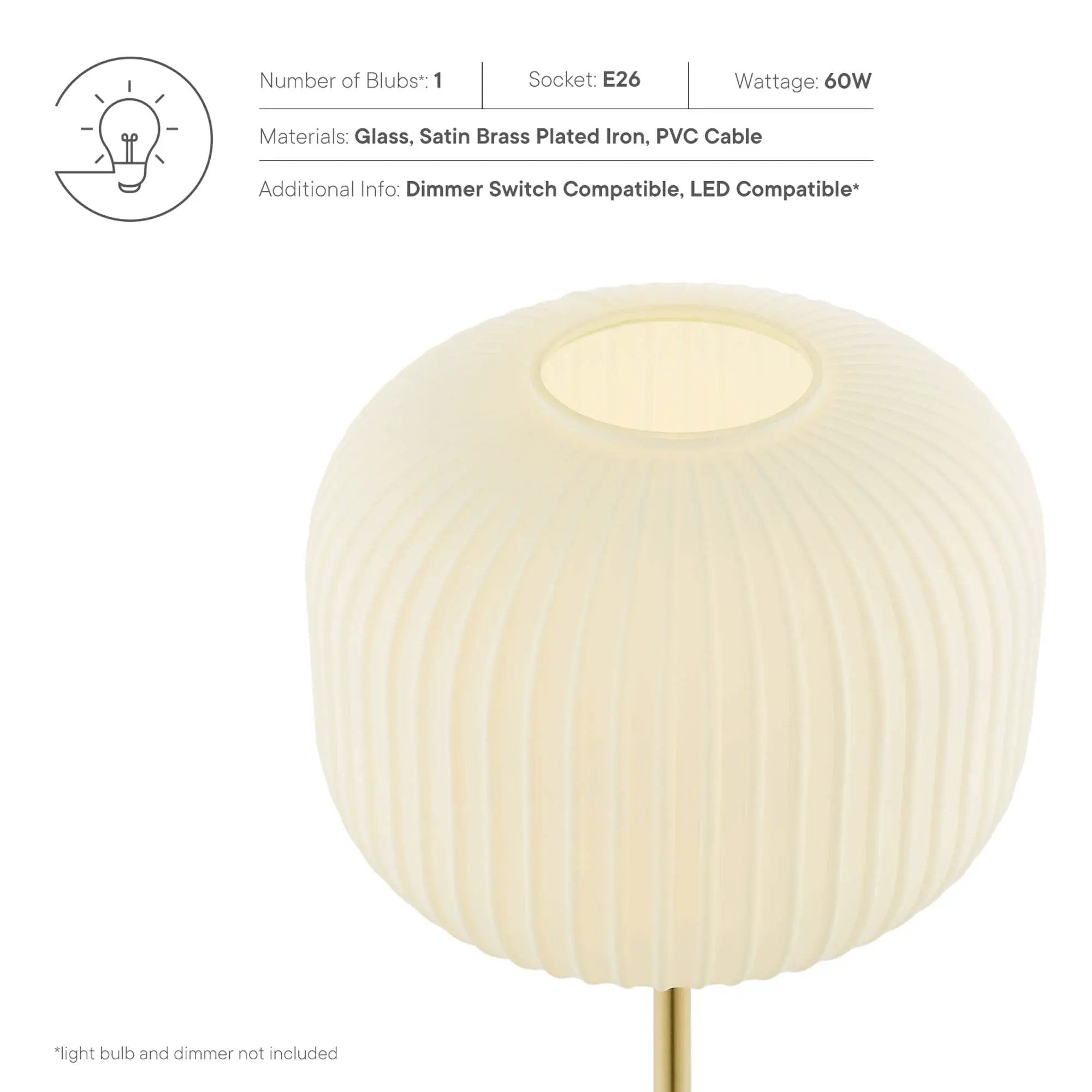 Reprise Glass Sphere Glass and Metal Table Lamp by Modway by HouseOfZazla