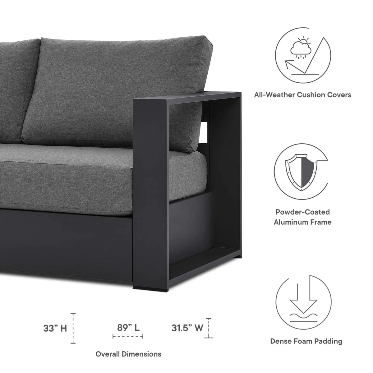 Tahoe Outdoor Patio Powder-Coated Aluminum Sofa by Modway by HouseOfZazla