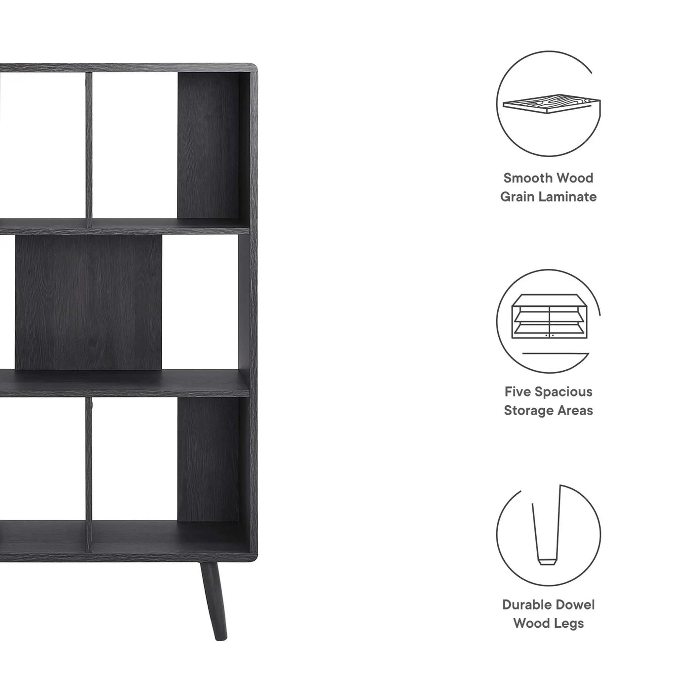 Transmit 5 Shelf Wood Grain Bookcase by Modway by HouseOfZazla