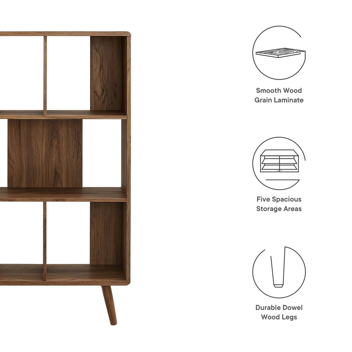 Transmit 5 Shelf Wood Grain Bookcase by Modway by HouseOfZazla