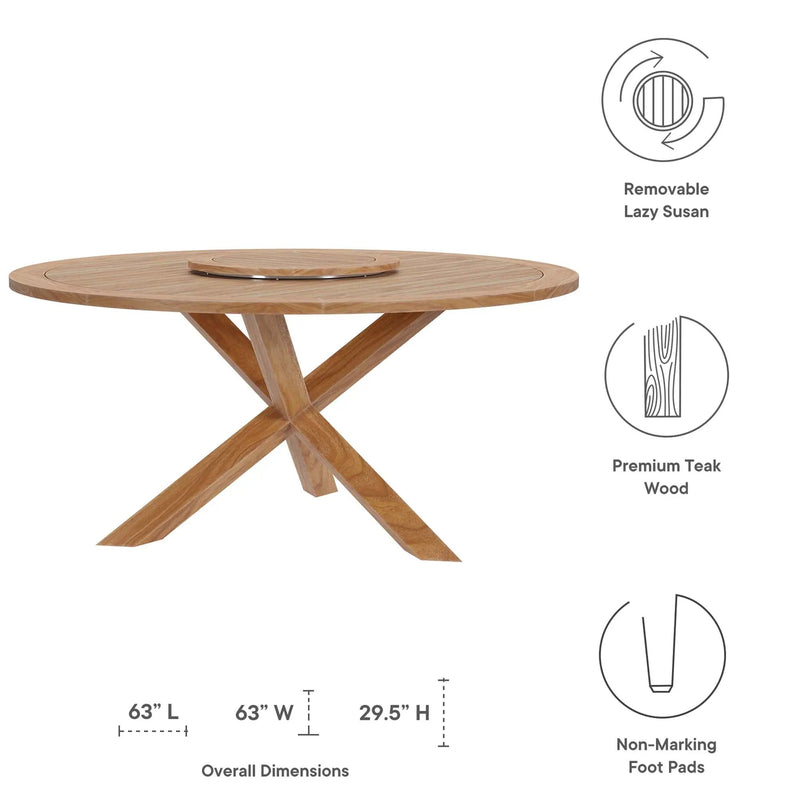 Wellspring 63" Outdoor Patio Teak Wood Dining Table by Modway by HouseOfZazla