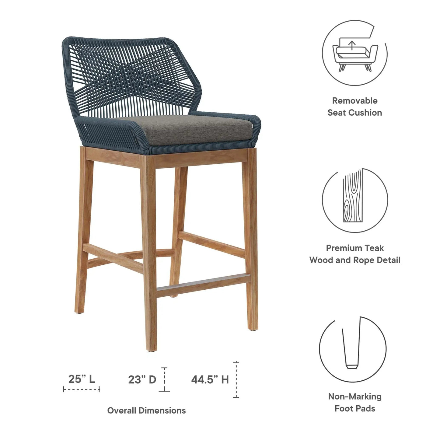 Wellspring Outdoor Patio Teak Wood Bar Stool by Modway by HouseOfZazla