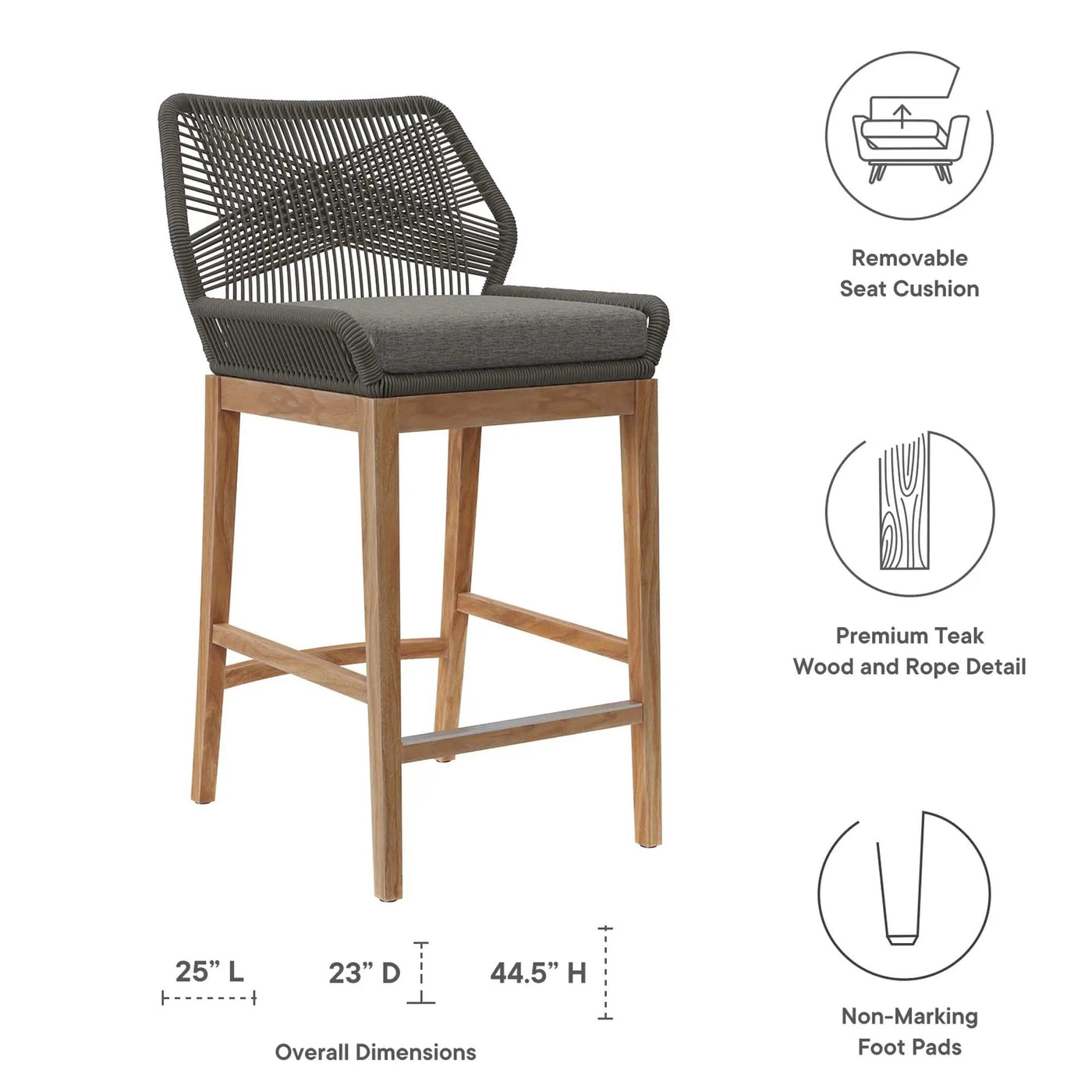 Wellspring Outdoor Patio Teak Wood Bar Stool by Modway by HouseOfZazla