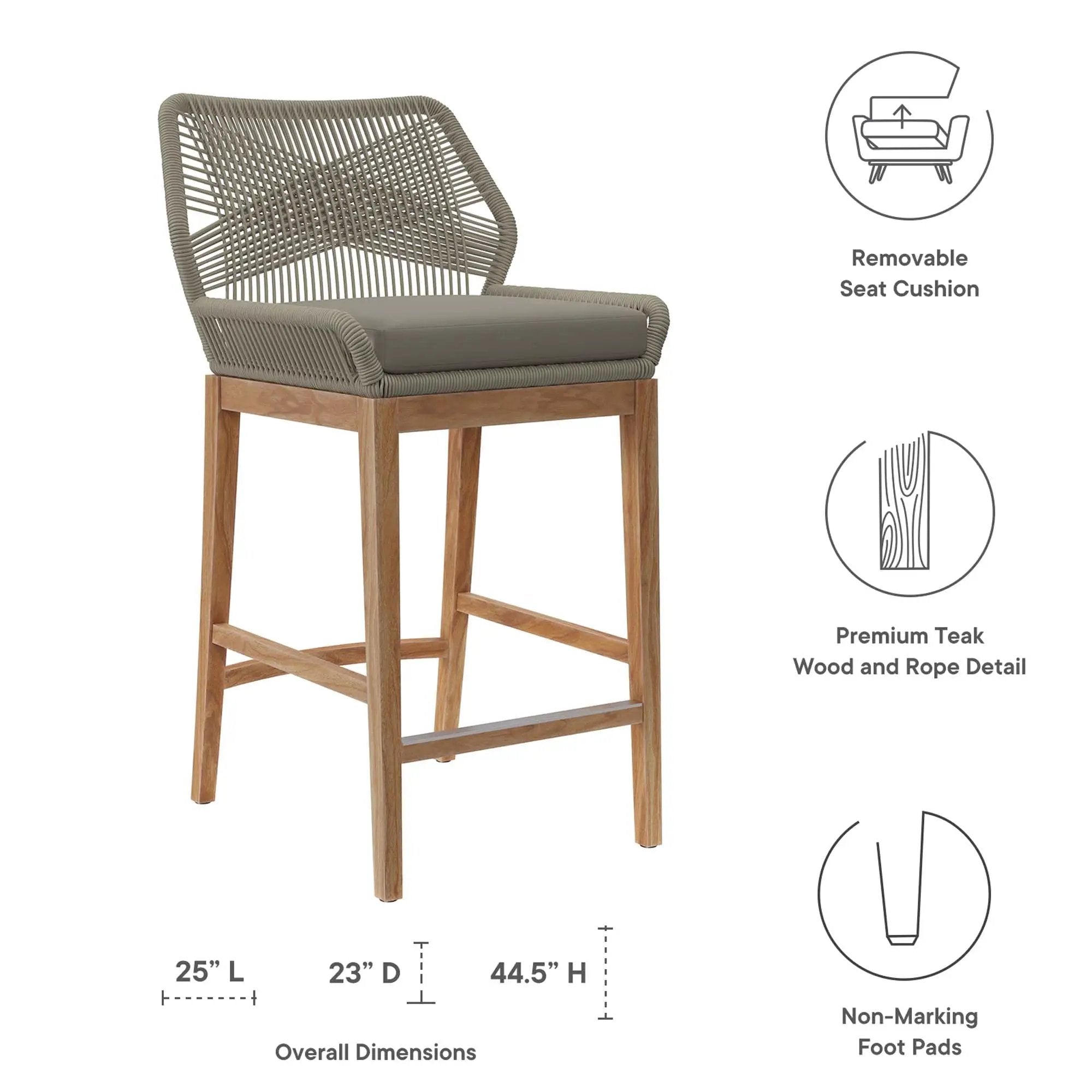 Wellspring Outdoor Patio Teak Wood Bar Stool by Modway by HouseOfZazla