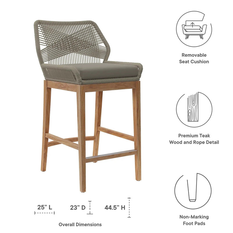 Wellspring Outdoor Patio Teak Wood Bar Stool by Modway by HouseOfZazla