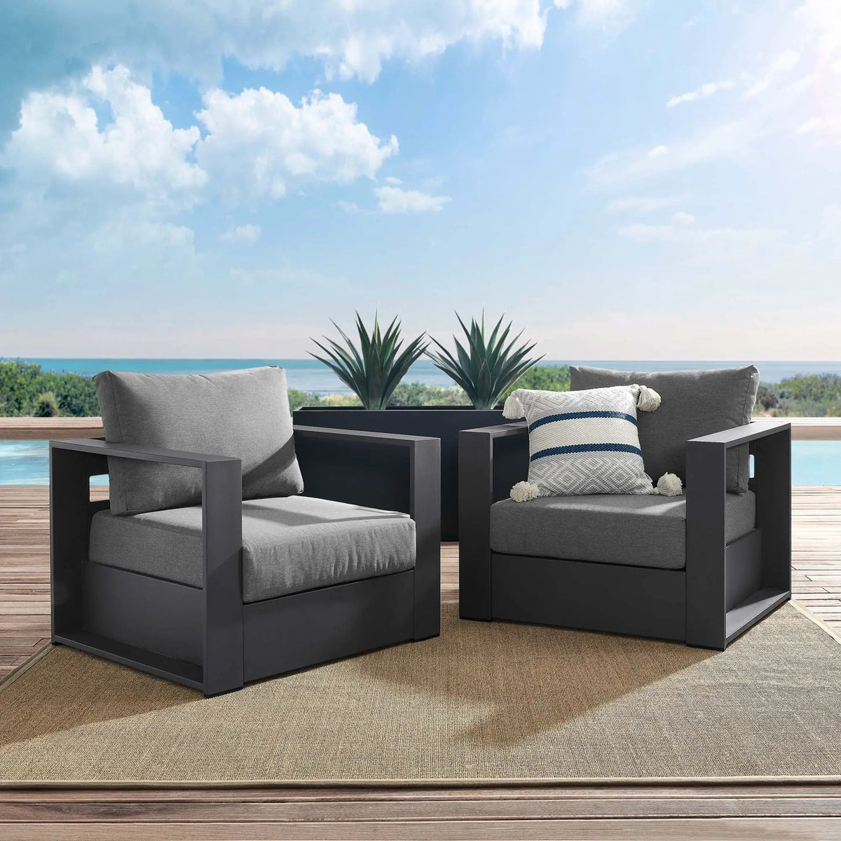 Tahoe 2-Piece Outdoor Patio Powder-Coated Aluminum Armchair Set by Modway by HouseOfZazla