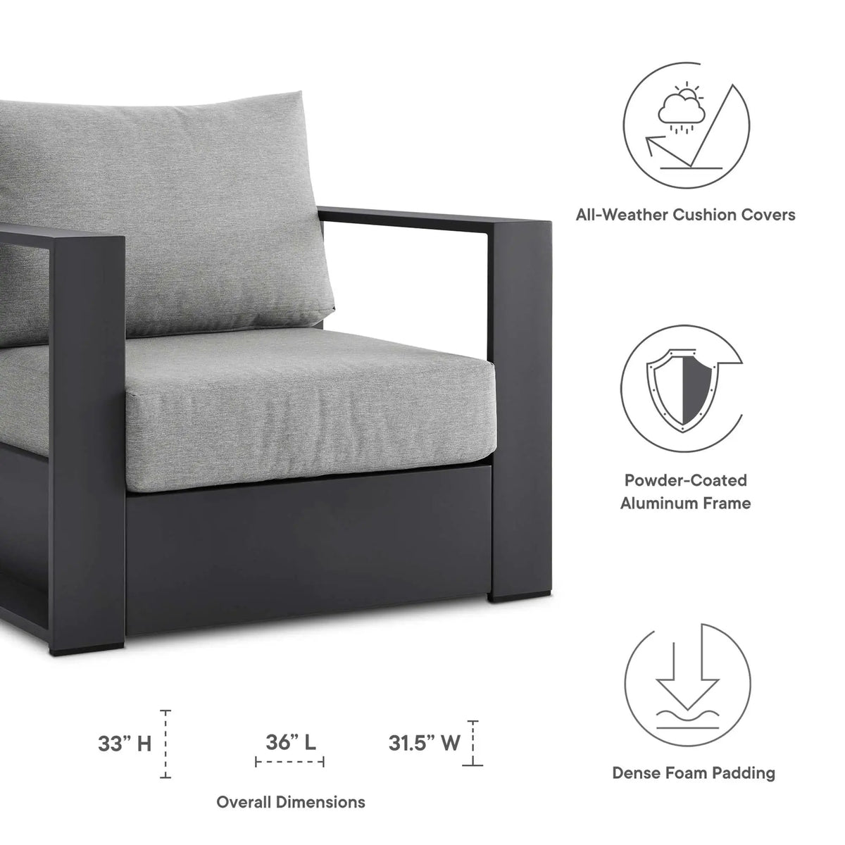 Tahoe 2-Piece Outdoor Patio Powder-Coated Aluminum Armchair Set by Modway by HouseOfZazla