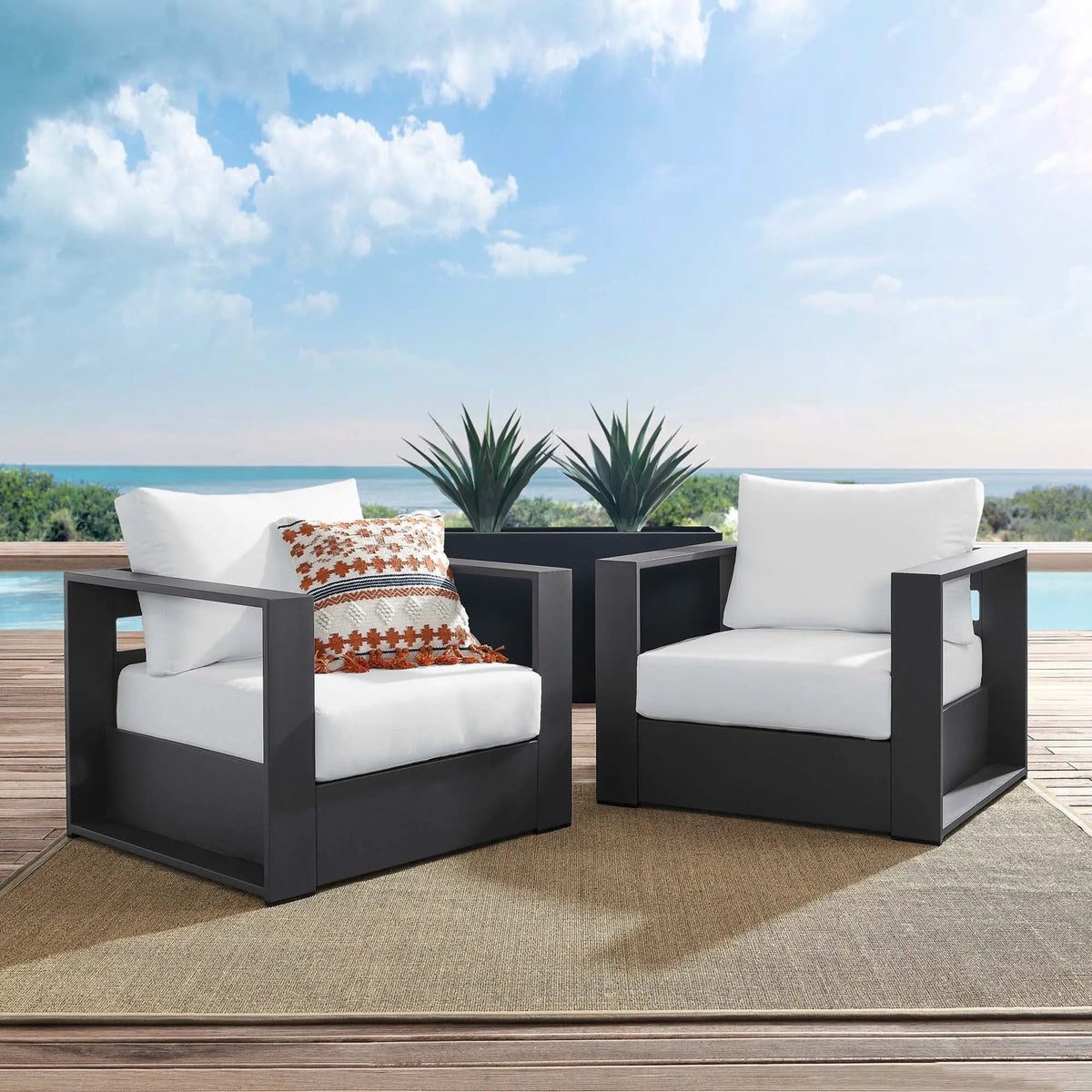 Tahoe 2-Piece Outdoor Patio Powder-Coated Aluminum Armchair Set by Modway by HouseOfZazla