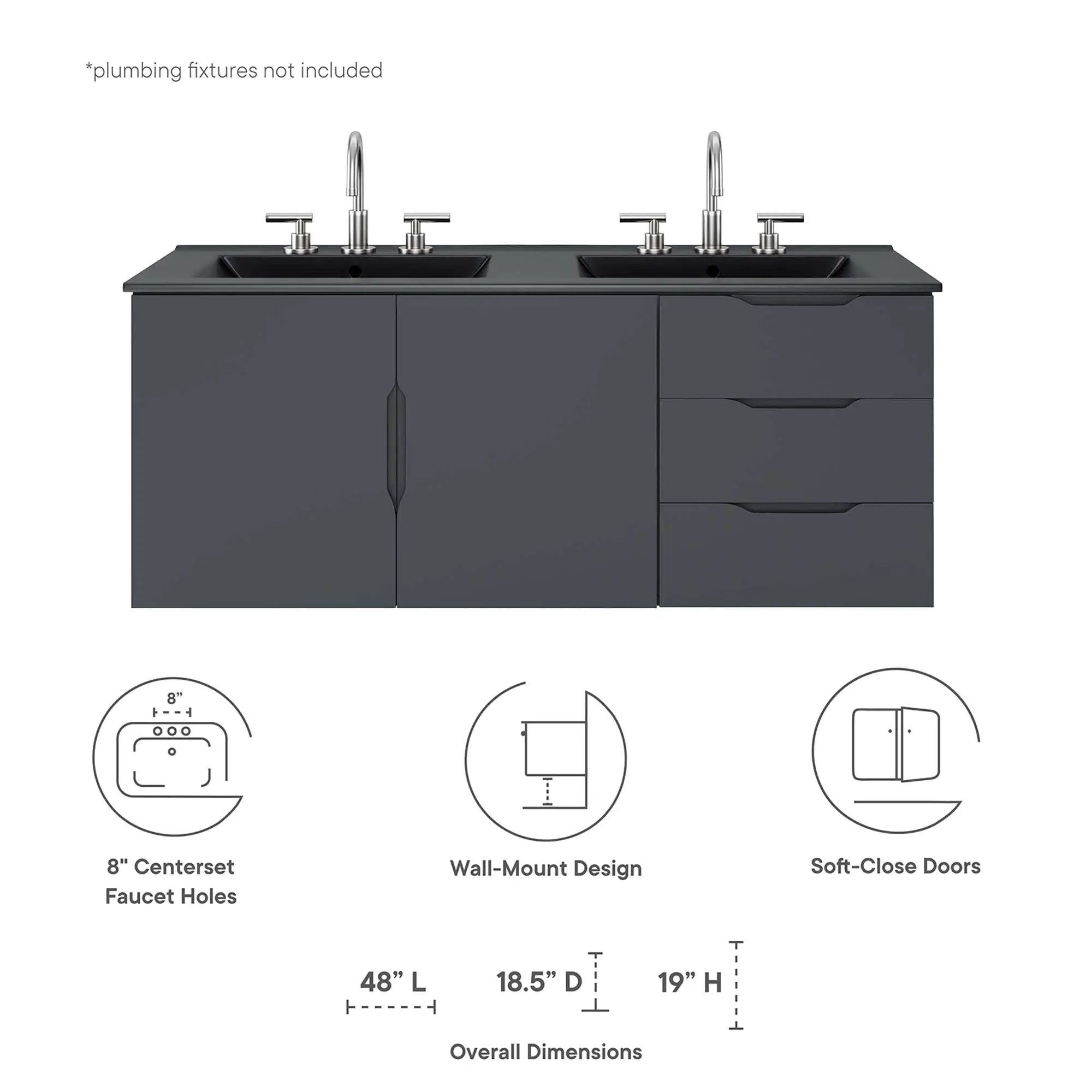 Vitality 48" Double Sink Bathroom Vanity by Modway by HouseOfZazla