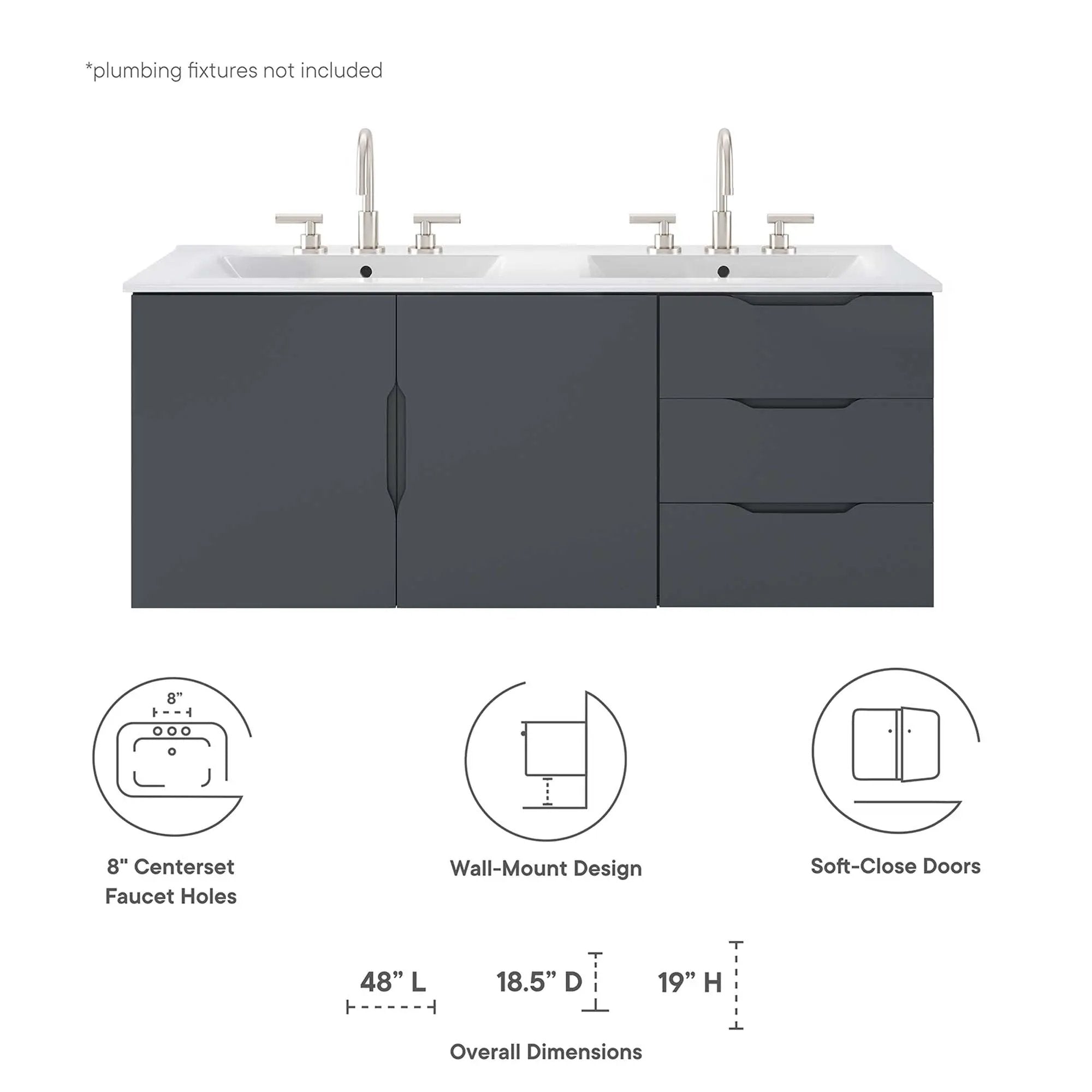 Vitality 48" Double Sink Bathroom Vanity by Modway by HouseOfZazla