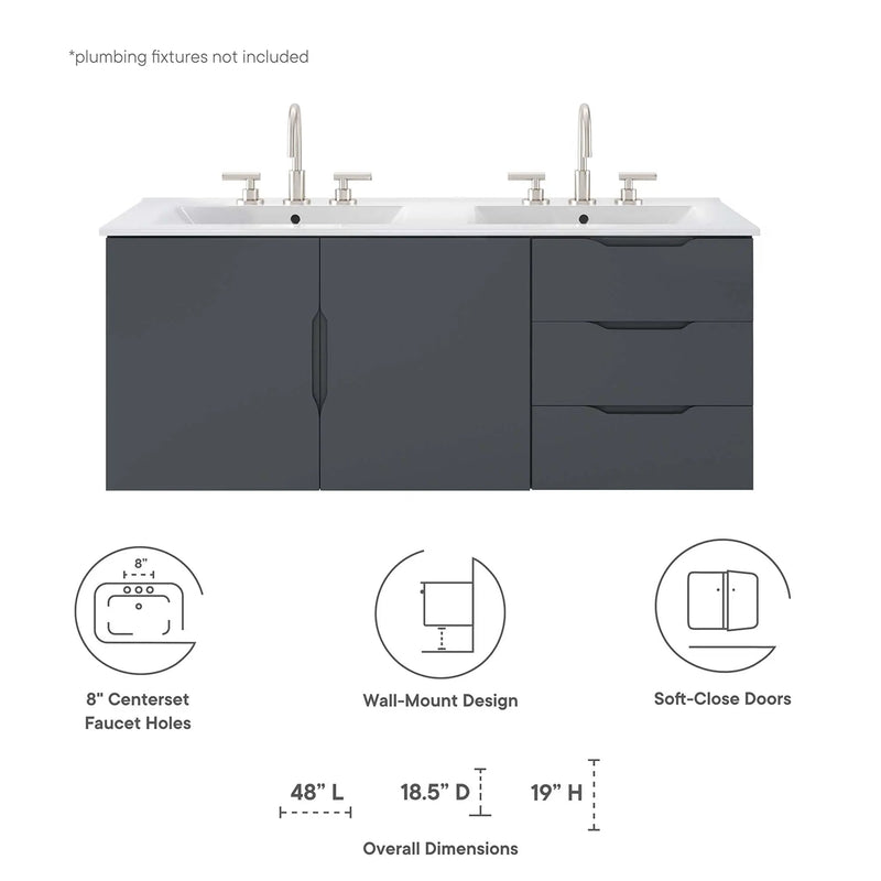 Vitality 48" Double Sink Bathroom Vanity by Modway by HouseOfZazla