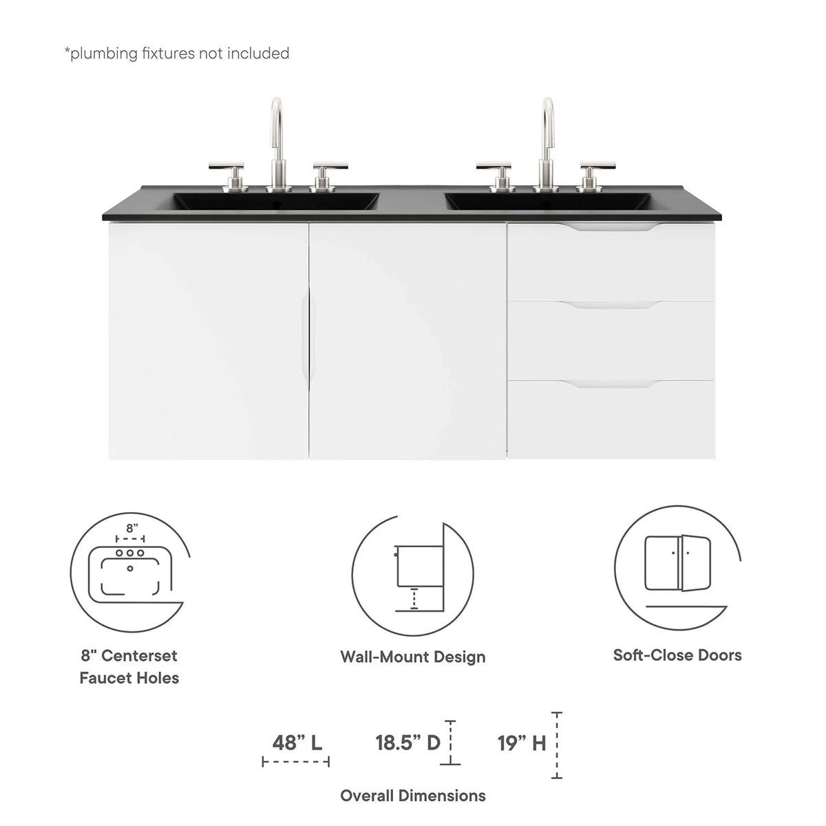 Vitality 48" Double Sink Bathroom Vanity by Modway by HouseOfZazla