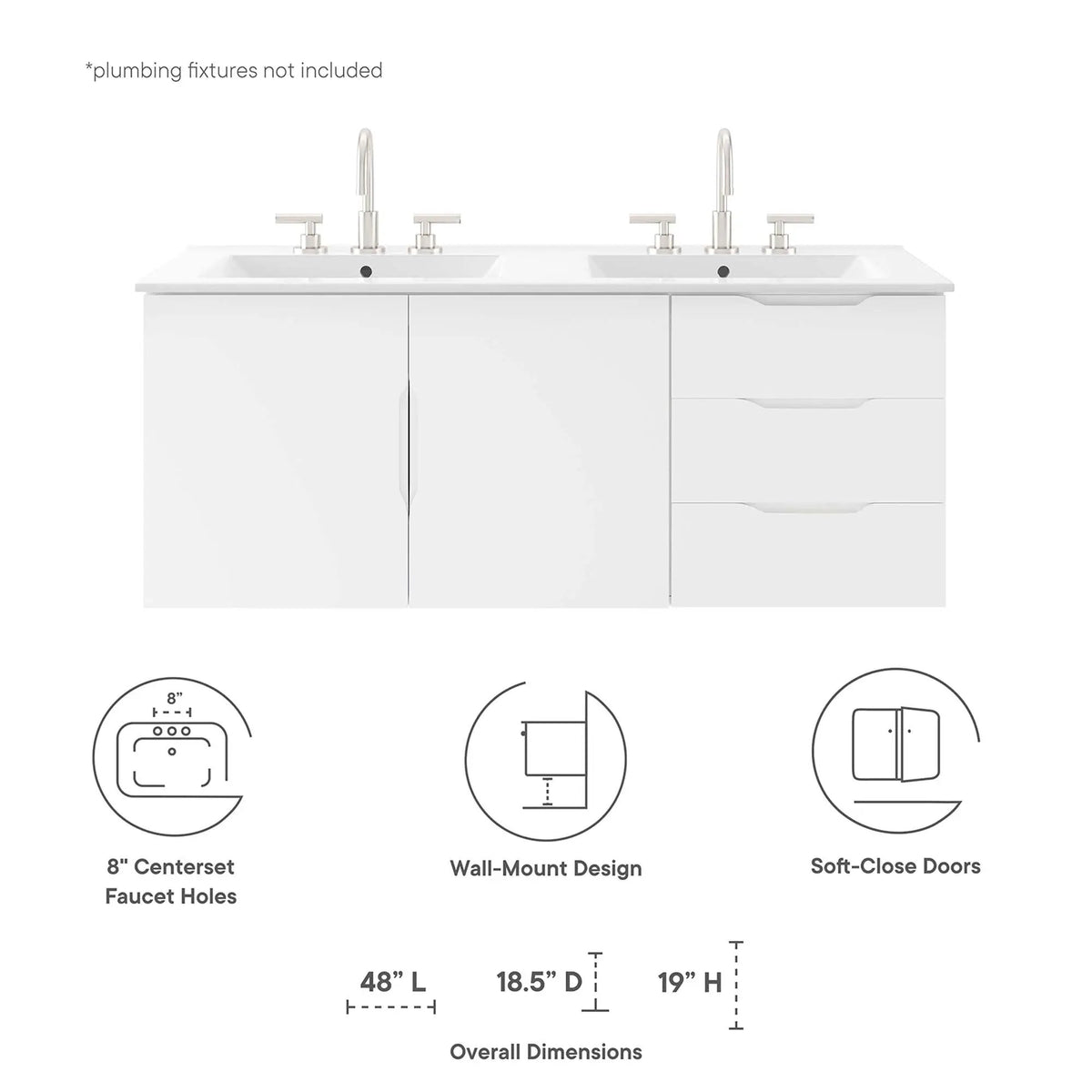 Vitality 48" Double Sink Bathroom Vanity by Modway by HouseOfZazla