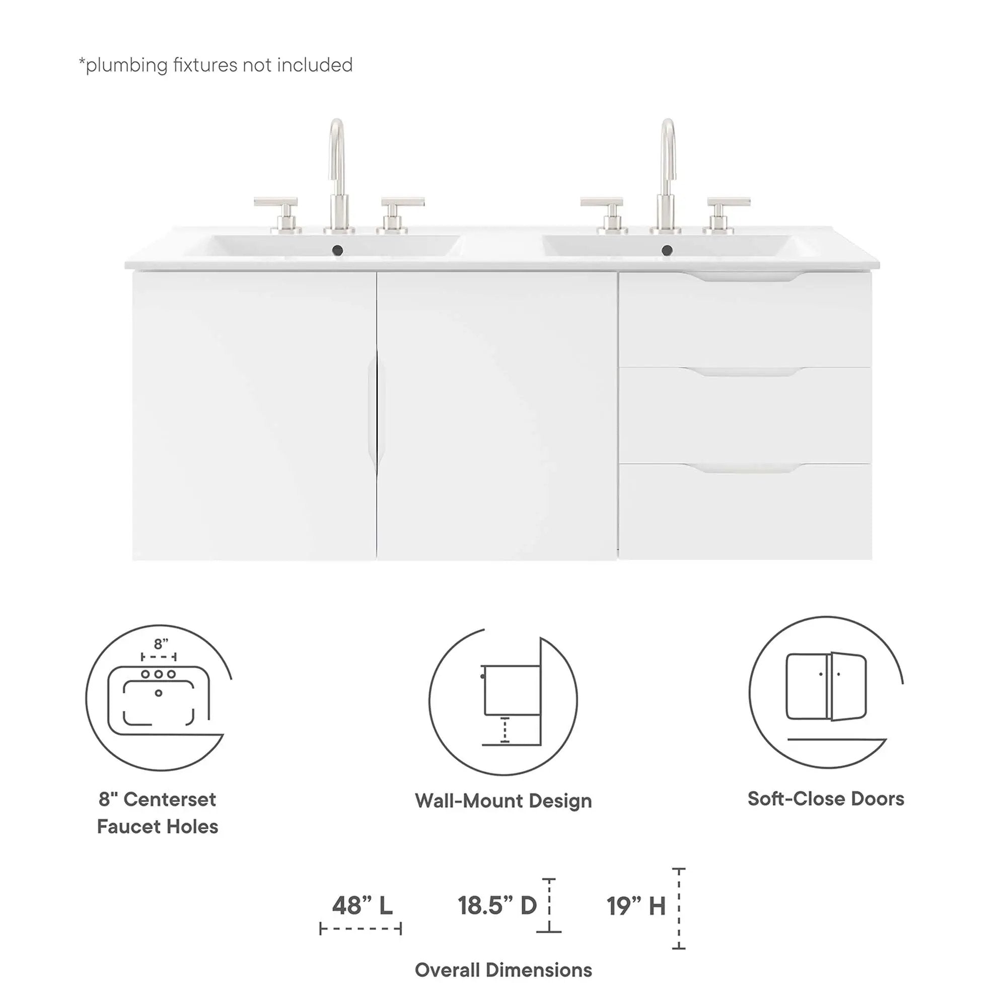 Vitality 48" Double Sink Bathroom Vanity by Modway by HouseOfZazla