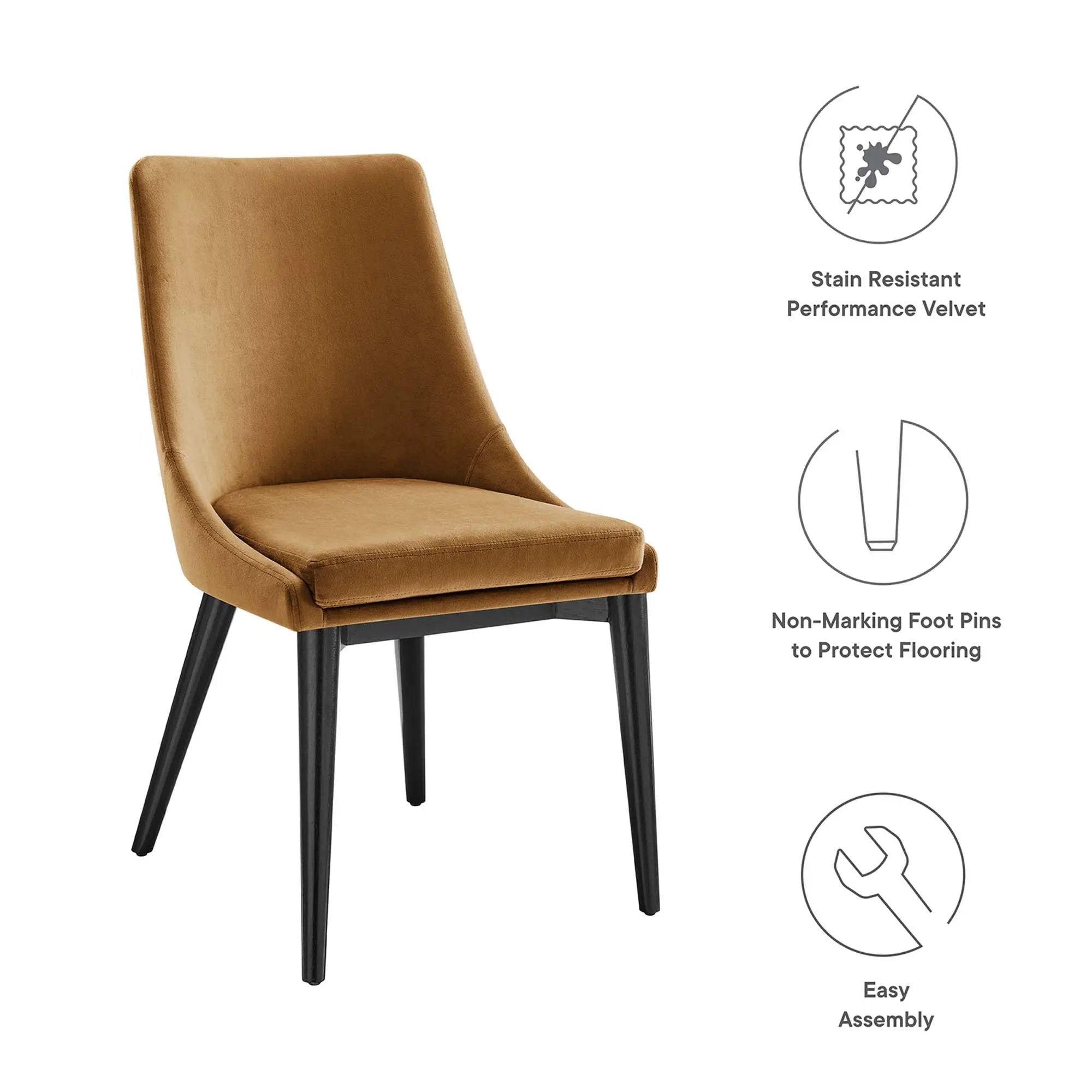 Viscount Accent Performance Velvet Dining Chairs Set of 2 by Modway by HouseOfZazla