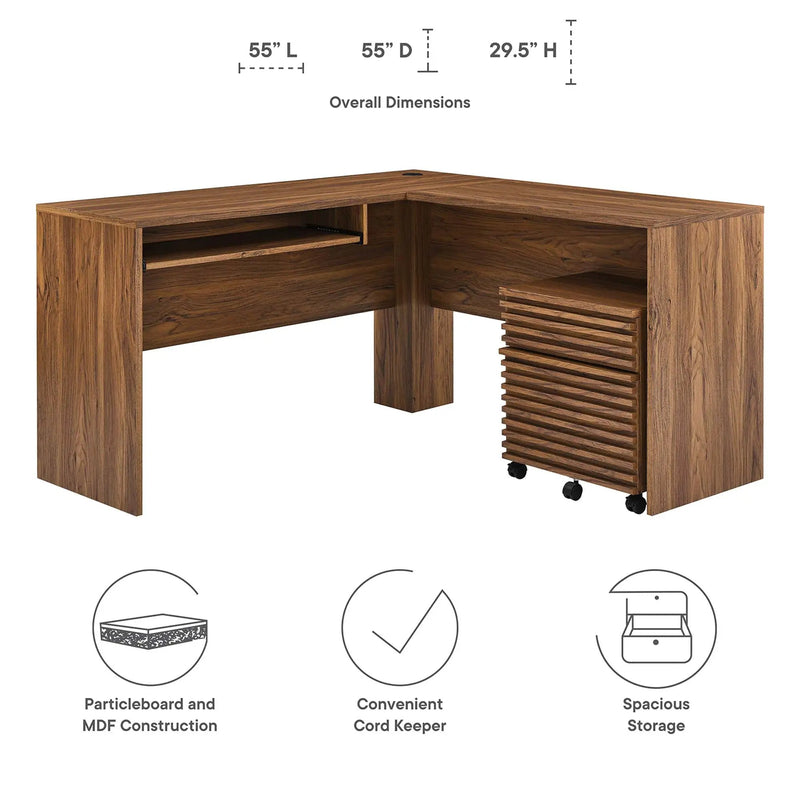 Render Wood Desk and File Cabinet Set by Modway by HouseOfZazla
