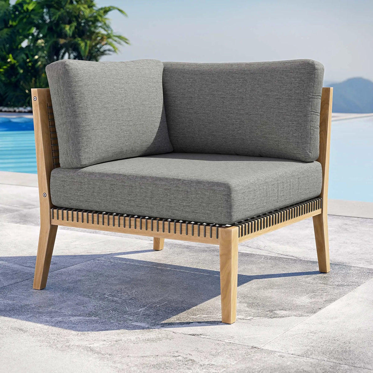 Clearwater Outdoor Patio Teak Wood Corner Chair by Modway by HouseOfZazla