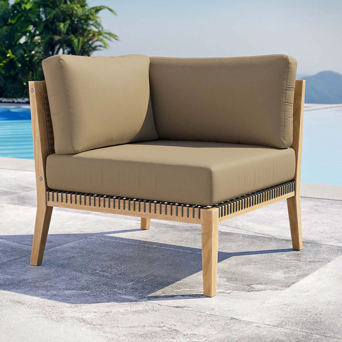 Clearwater Outdoor Patio Teak Wood Corner Chair by Modway by HouseOfZazla