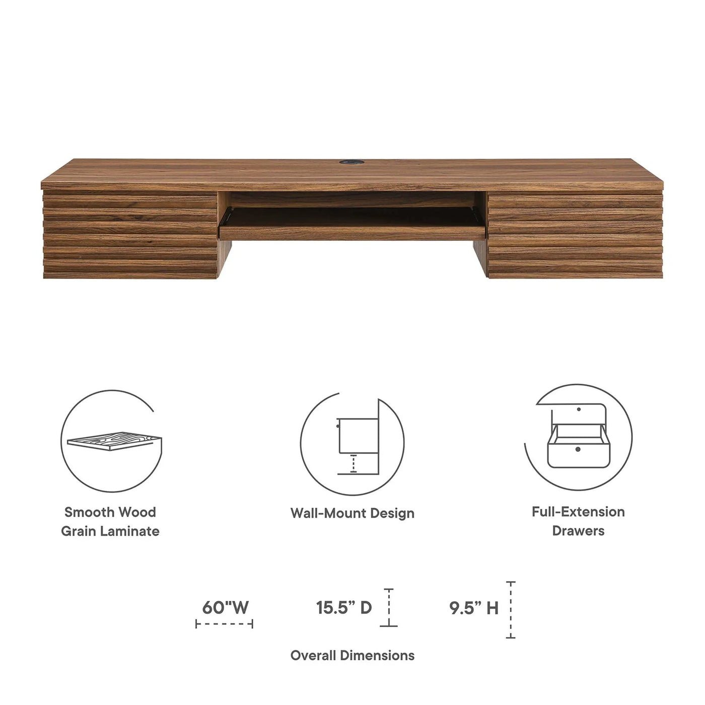 Render Wall Mount Wood Office Desk by Modway by HouseOfZazla