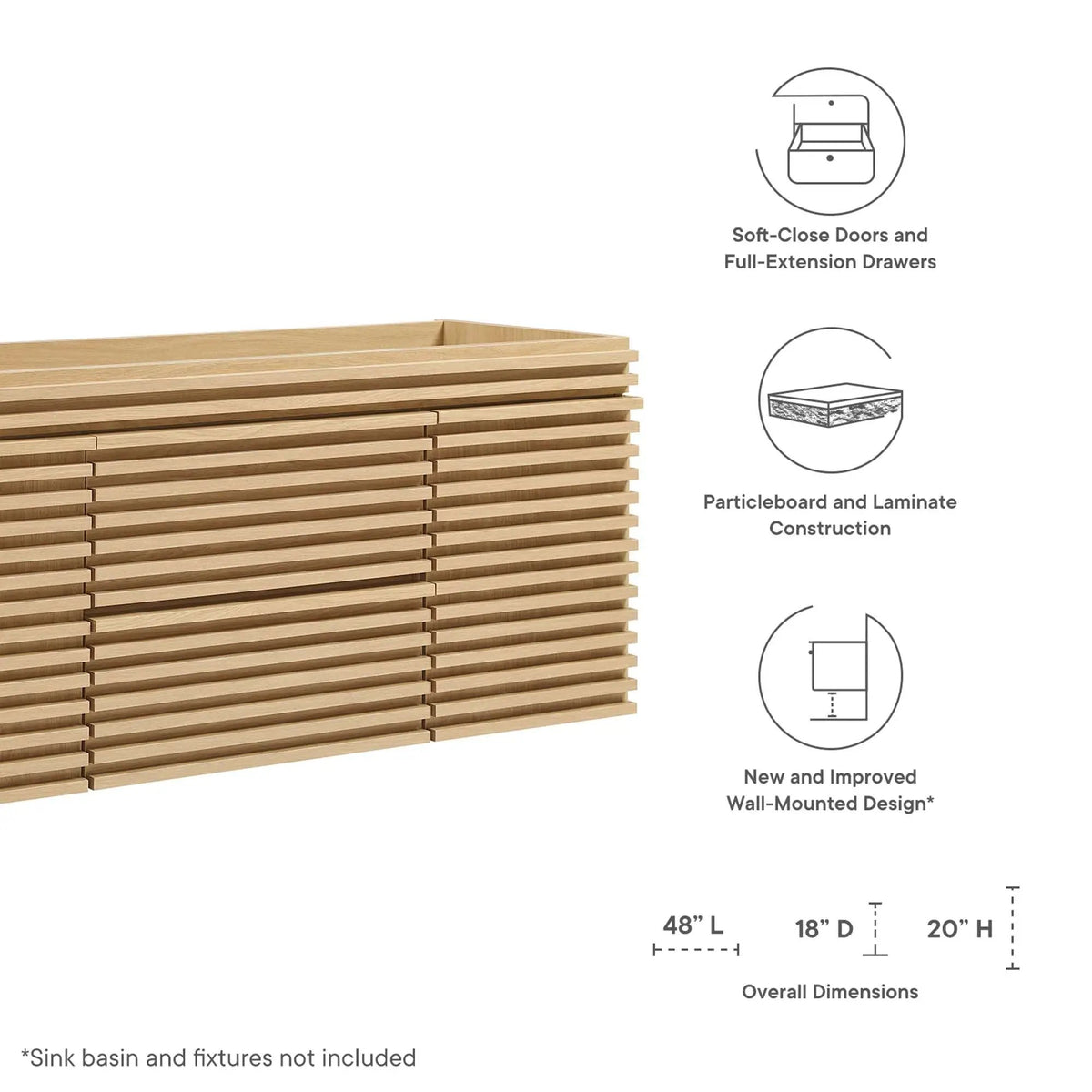 Render 48" Single Sink Compatible Bathroom Vanity Cabinet by Modway by HouseOfZazla