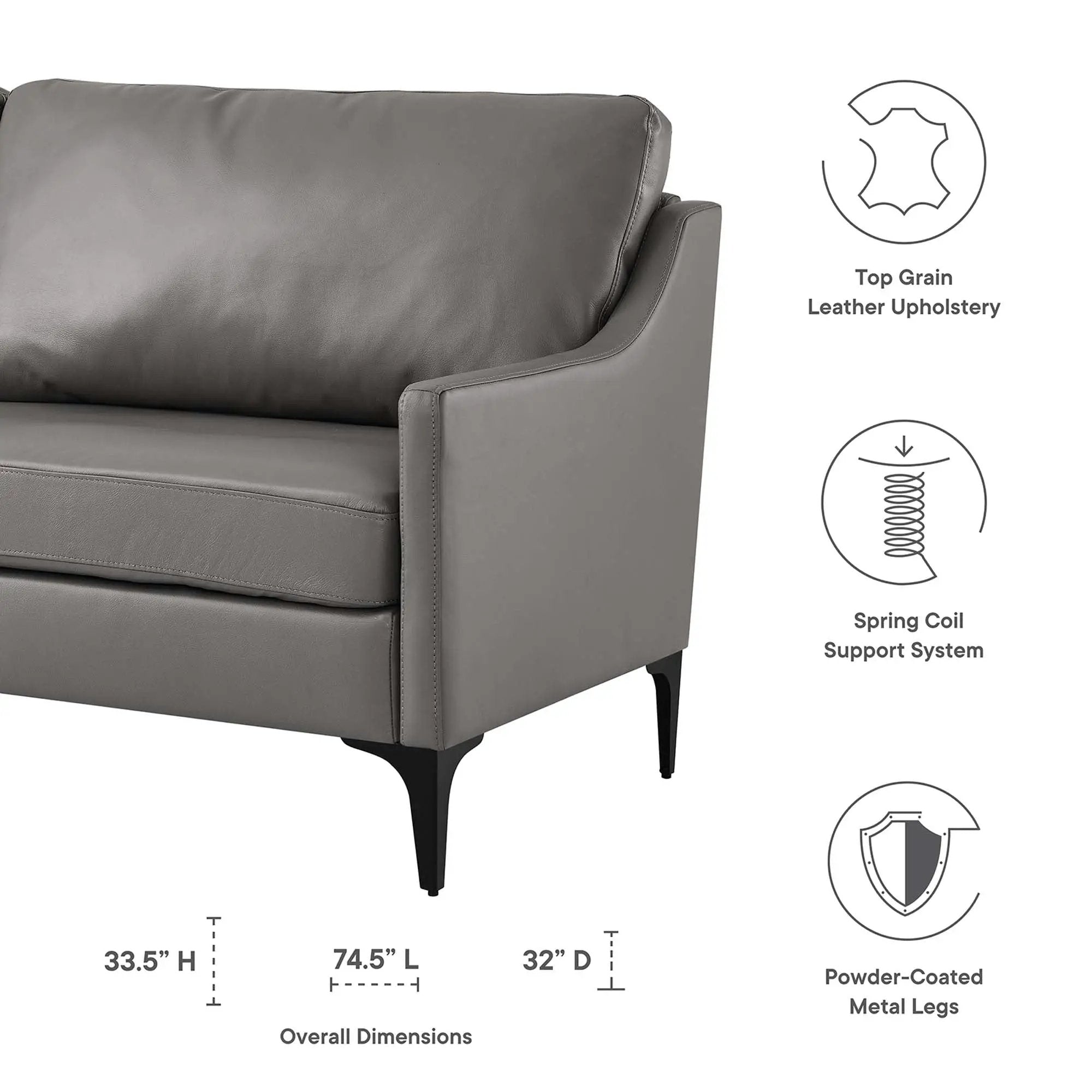 Corland Leather Sofa by Modway by HouseOfZazla
