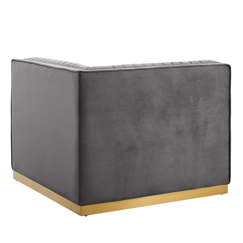 Sanguine Channel Tufted Performance Velvet Modular Sectional Sofa Right Corner Chair by HouseOfZazla