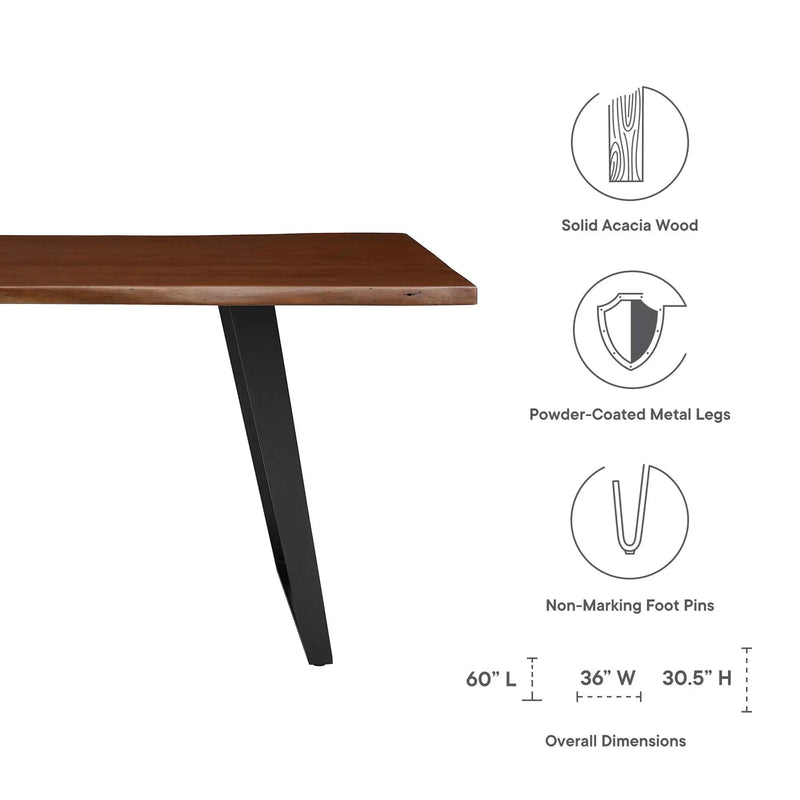 Viggo 60" Live Edge Acacia Wood Dining Table by Modway by HouseOfZazla