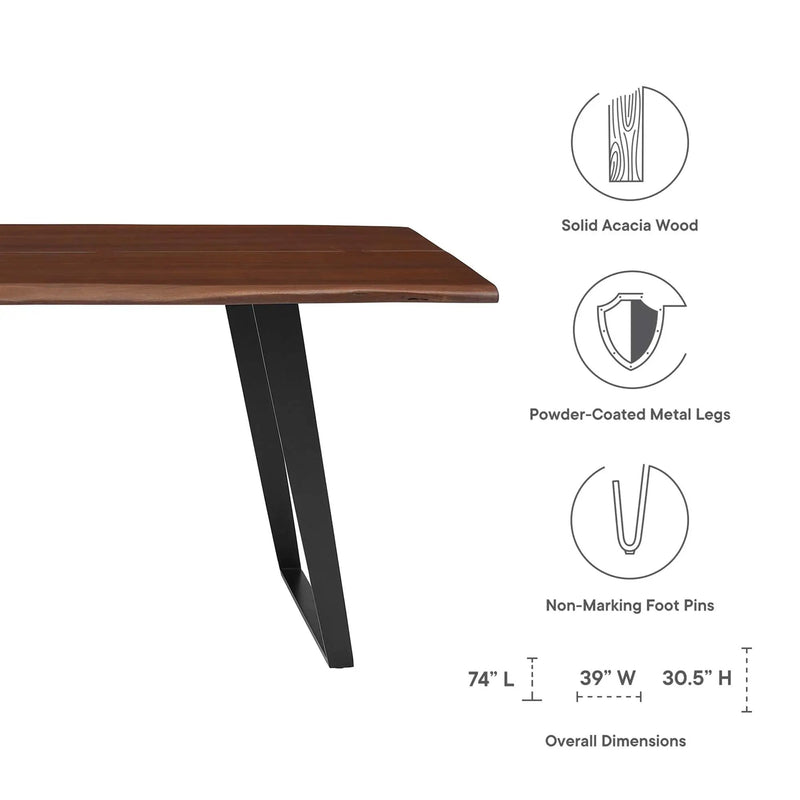 Viggo 74" Live Edge Acacia Wood Dining Table by Modway by HouseOfZazla