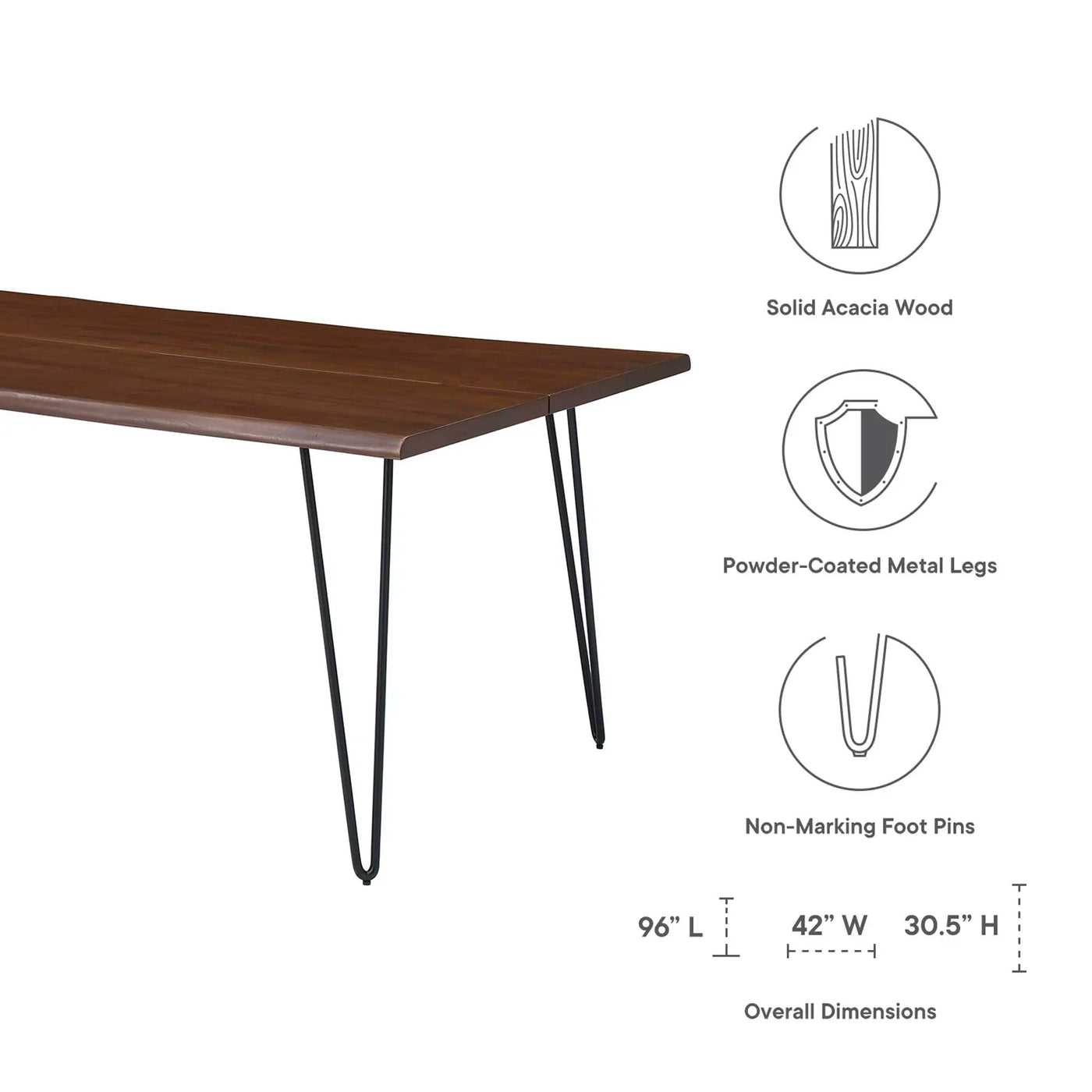 Ardor 96" Live Edge Acacia Wood Dining Table by Modway by HouseOfZazla