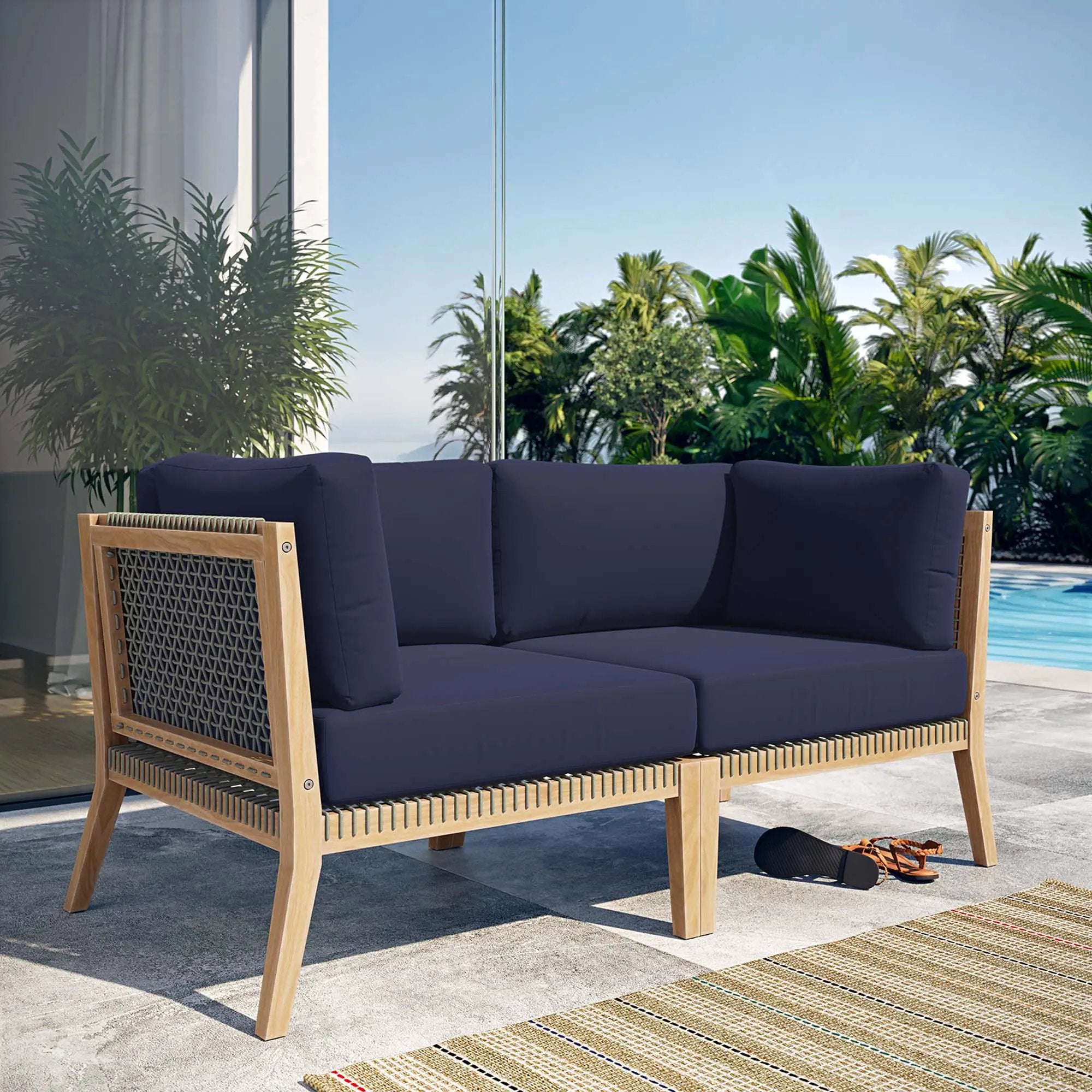 Clearwater Outdoor Patio Teak Wood Loveseat by Modway by HouseOfZazla