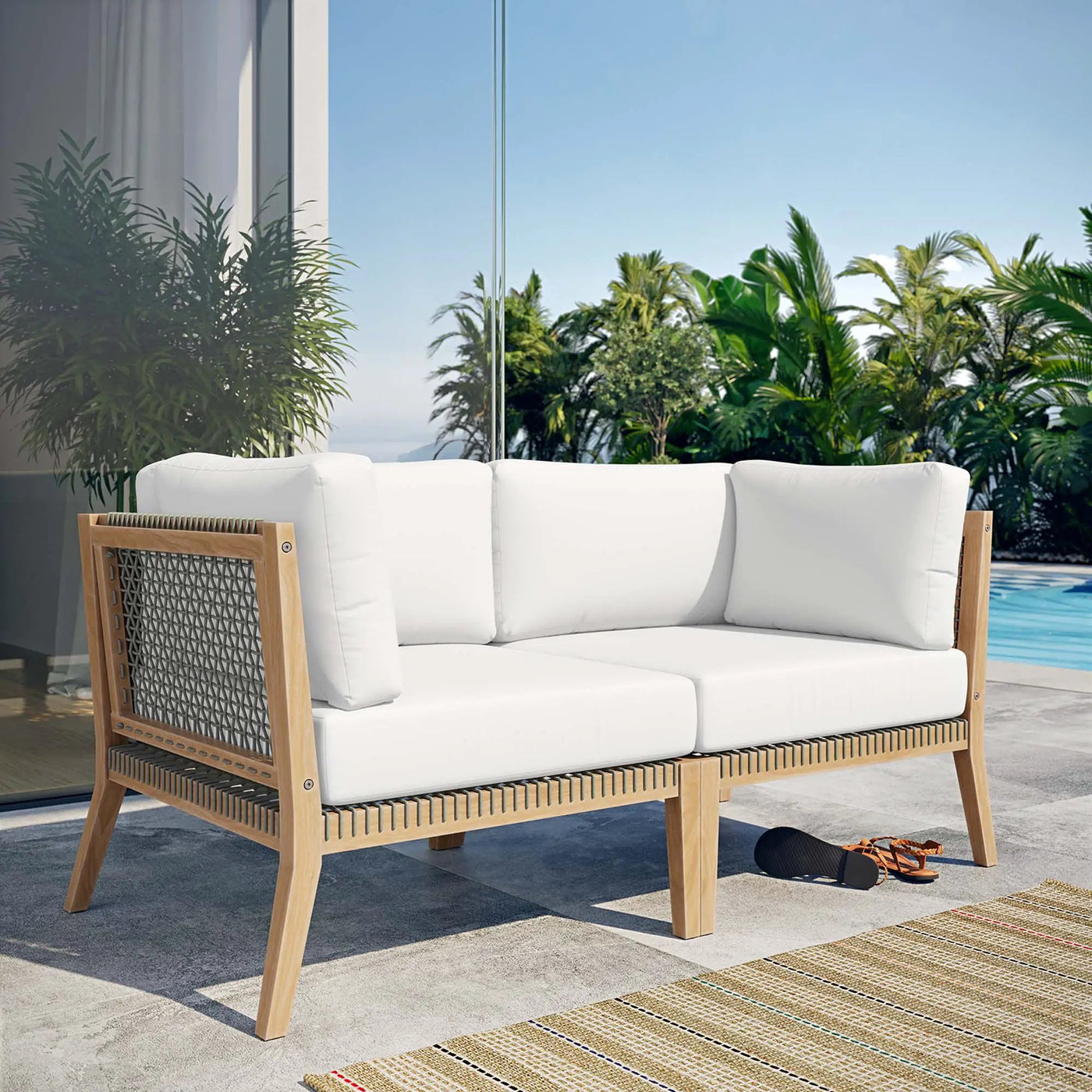 Clearwater Outdoor Patio Teak Wood Loveseat by Modway by HouseOfZazla