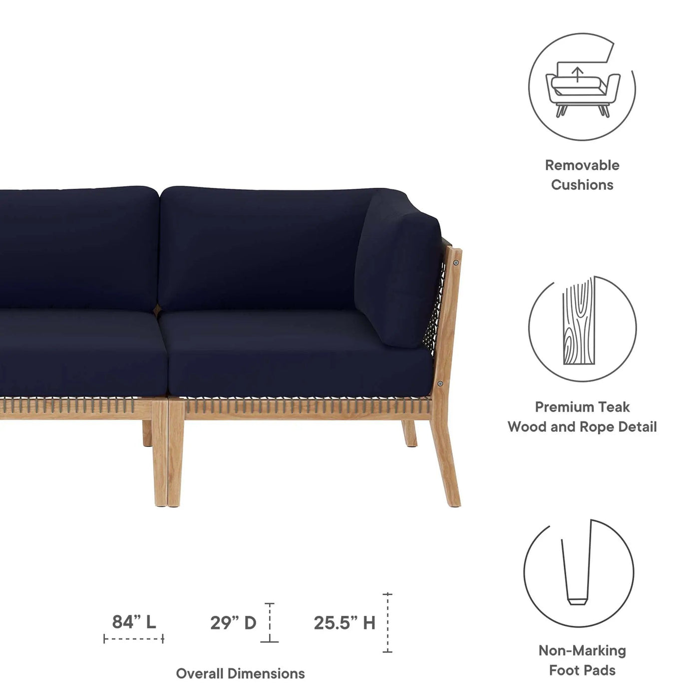 Clearwater Outdoor Patio Teak Wood Sofa by Modway by HouseOfZazla