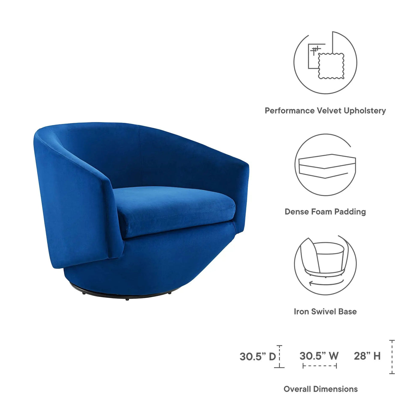 Series Performance Velvet Fabric Swivel Chair by Modway by HouseOfZazla