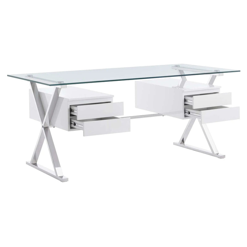 Sector 71" Glass Top Glass Office Desk by Modway by HouseOfZazla