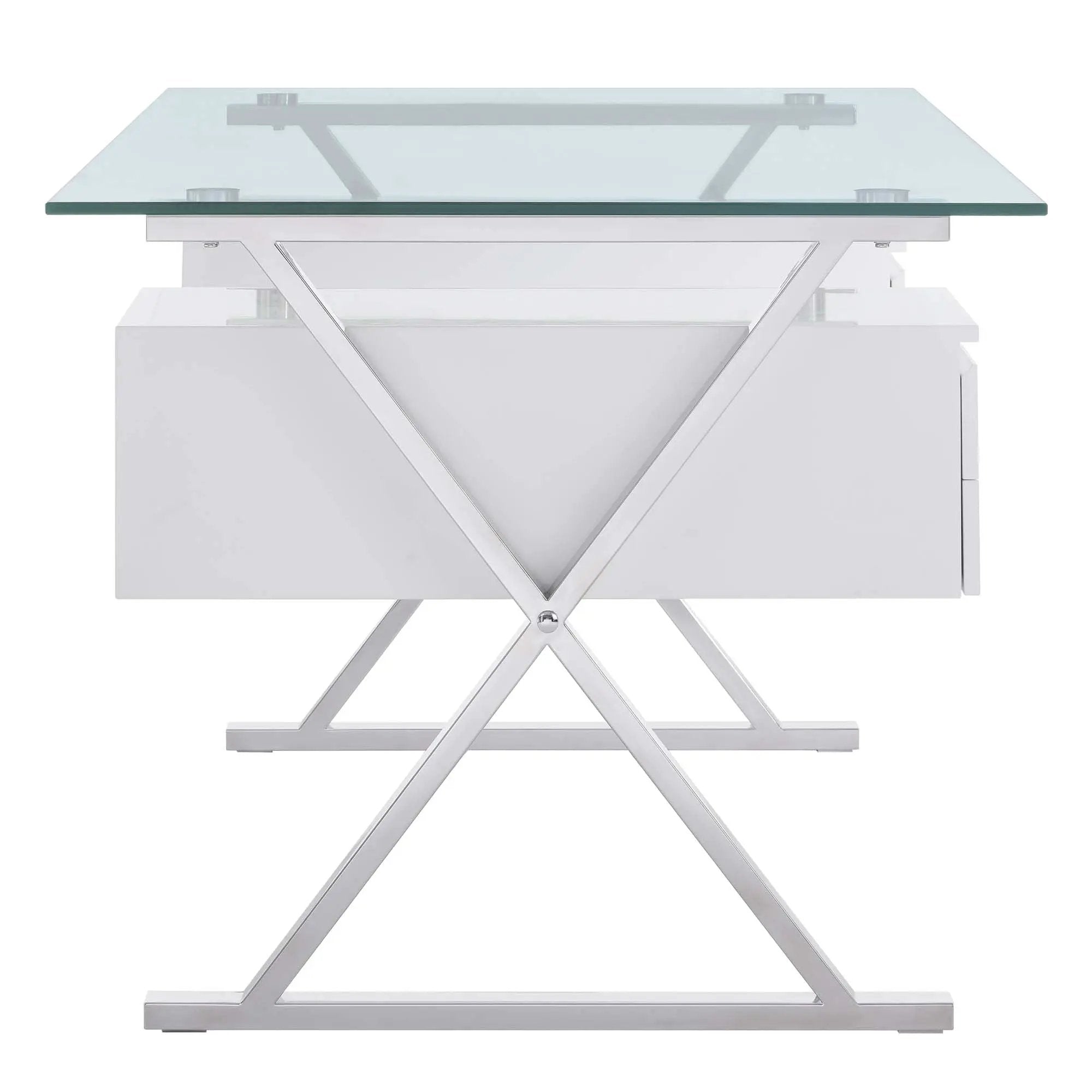 Sector 71" Glass Top Glass Office Desk by Modway by HouseOfZazla