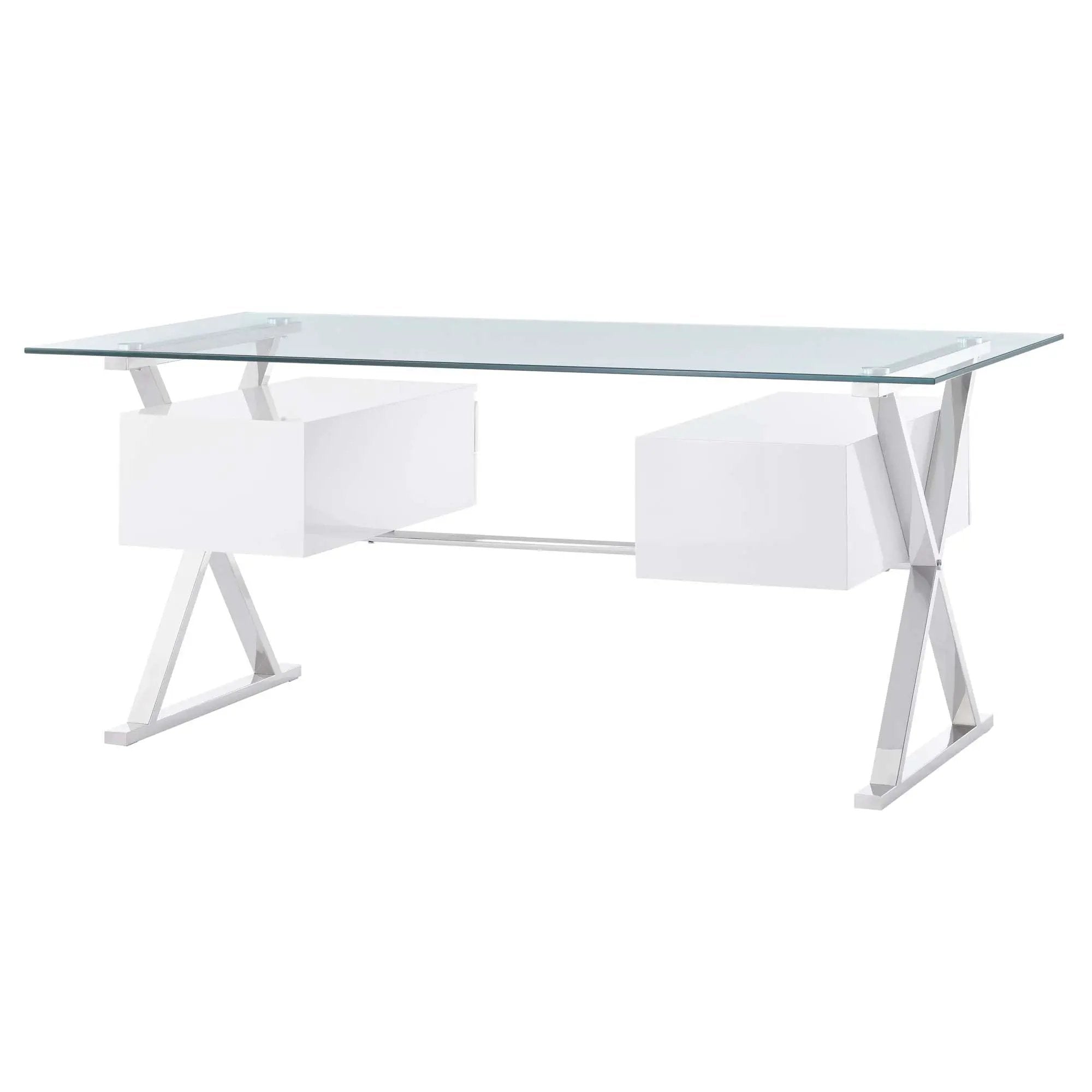 Sector 71" Glass Top Glass Office Desk by Modway by HouseOfZazla