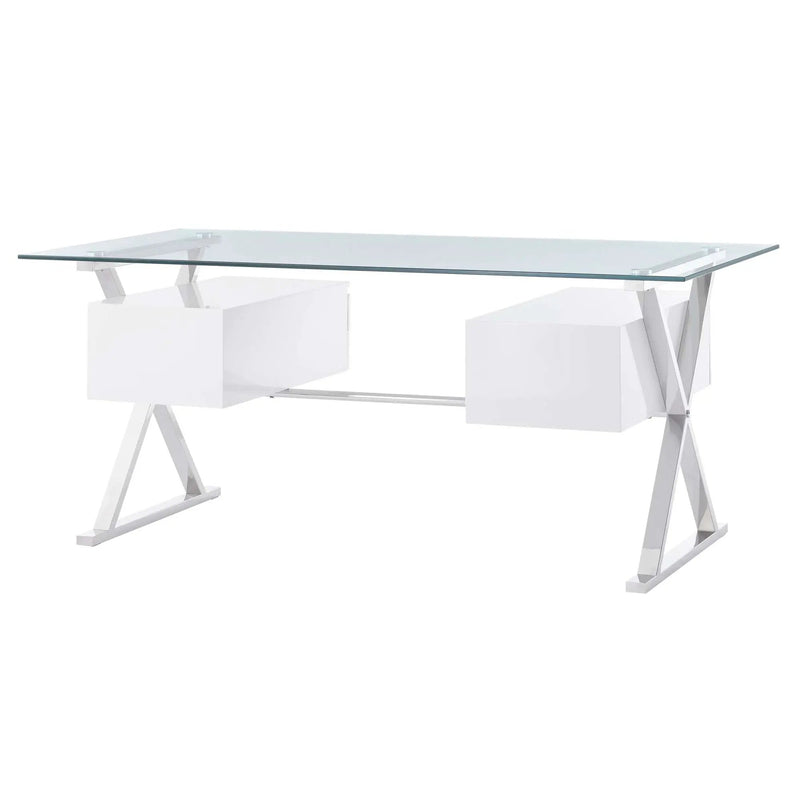 Sector 71" Glass Top Glass Office Desk by Modway by HouseOfZazla