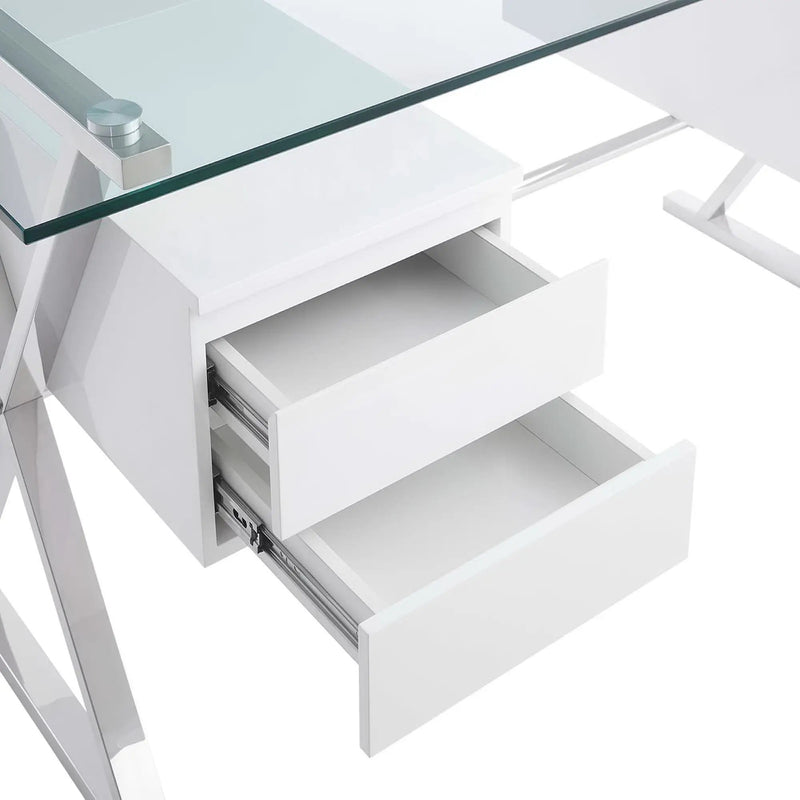 Sector 71" Glass Top Glass Office Desk by Modway by HouseOfZazla