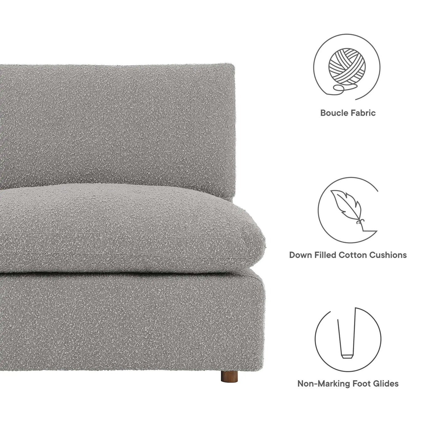 Commix Down Filled Overstuffed Boucle Fabric Armless Chair by Modway by HouseOfZazla