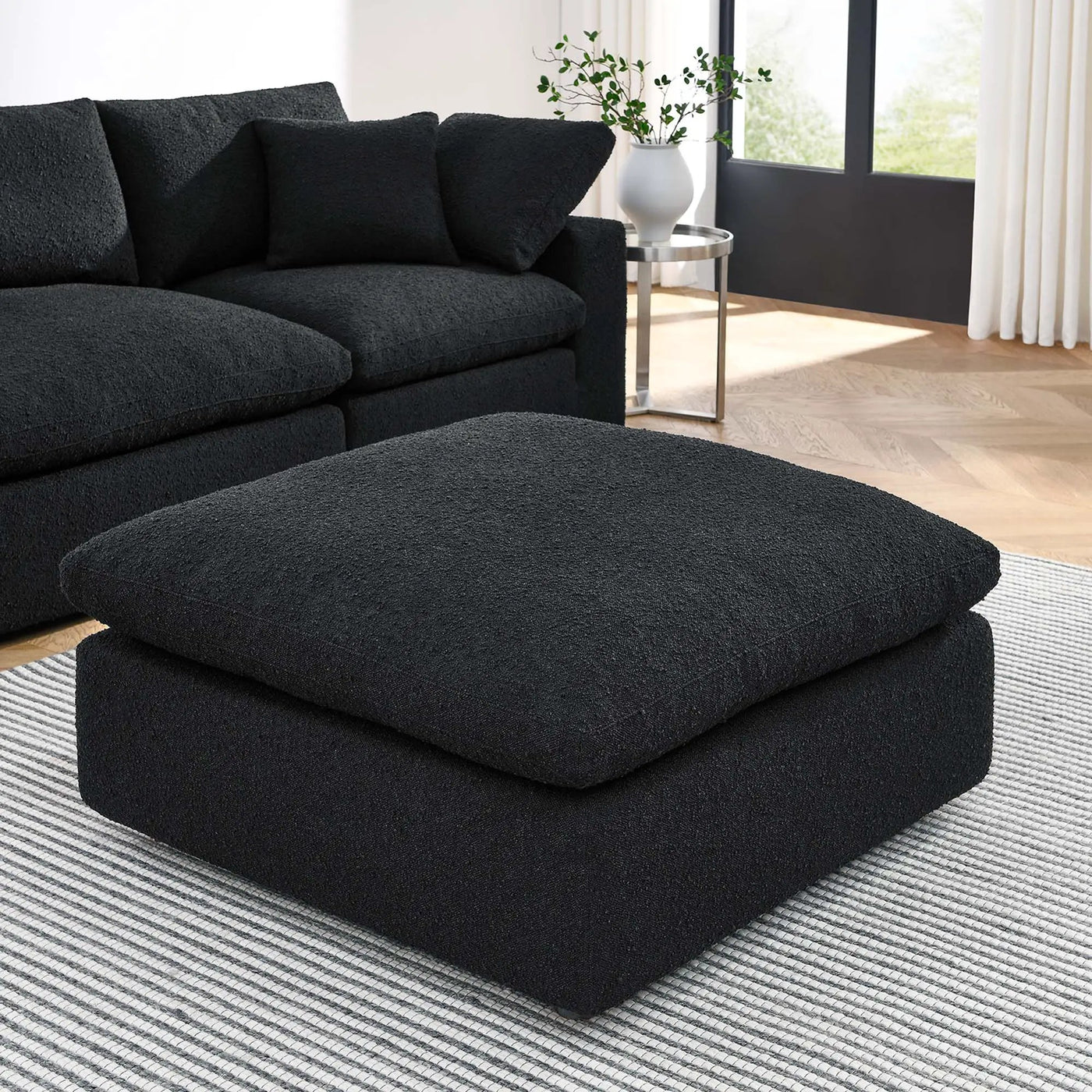 Commix Down Filled Overstuffed Boucle Fabric Ottoman by Modway by HouseOfZazla