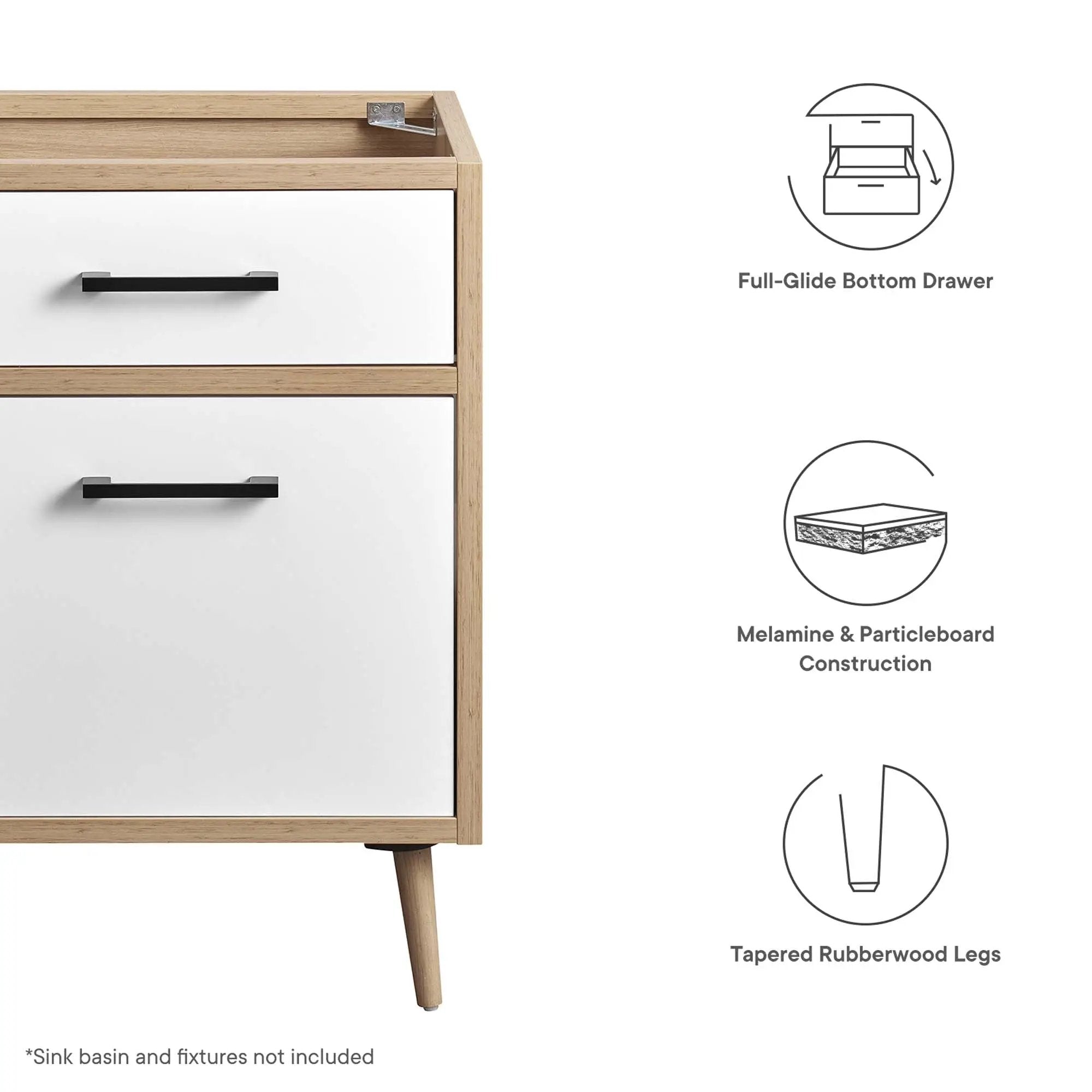 Maverick 24" Bathroom Vanity Cabinet Oak White by HouseOfZazla