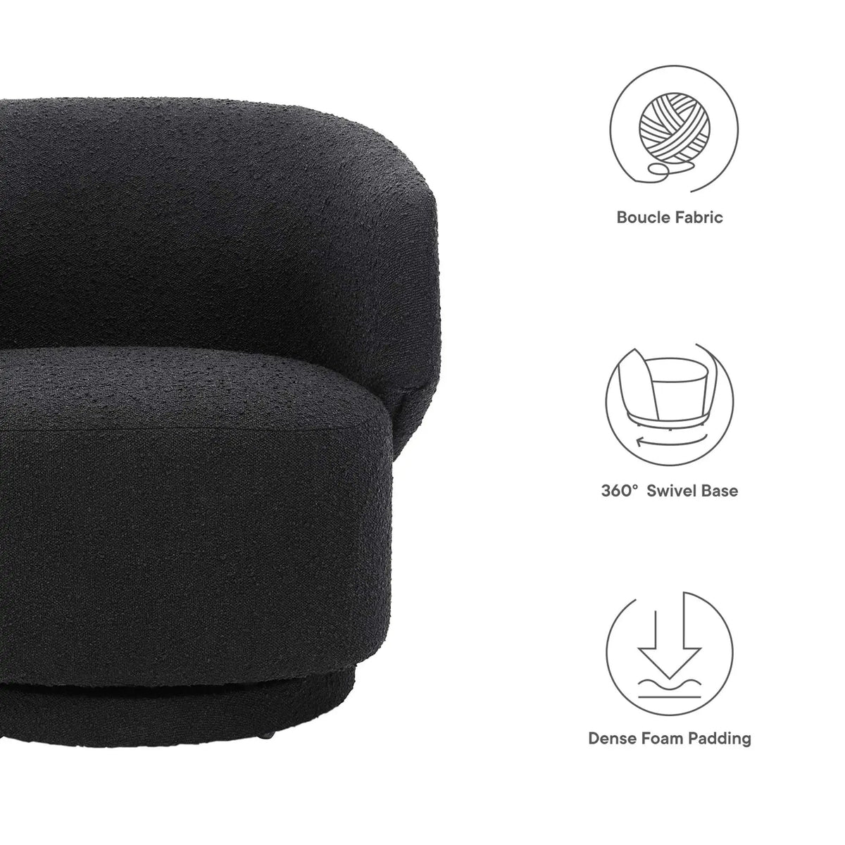 Celestia Boucle Fabric Swivel Chair by Modway by HouseOfZazla